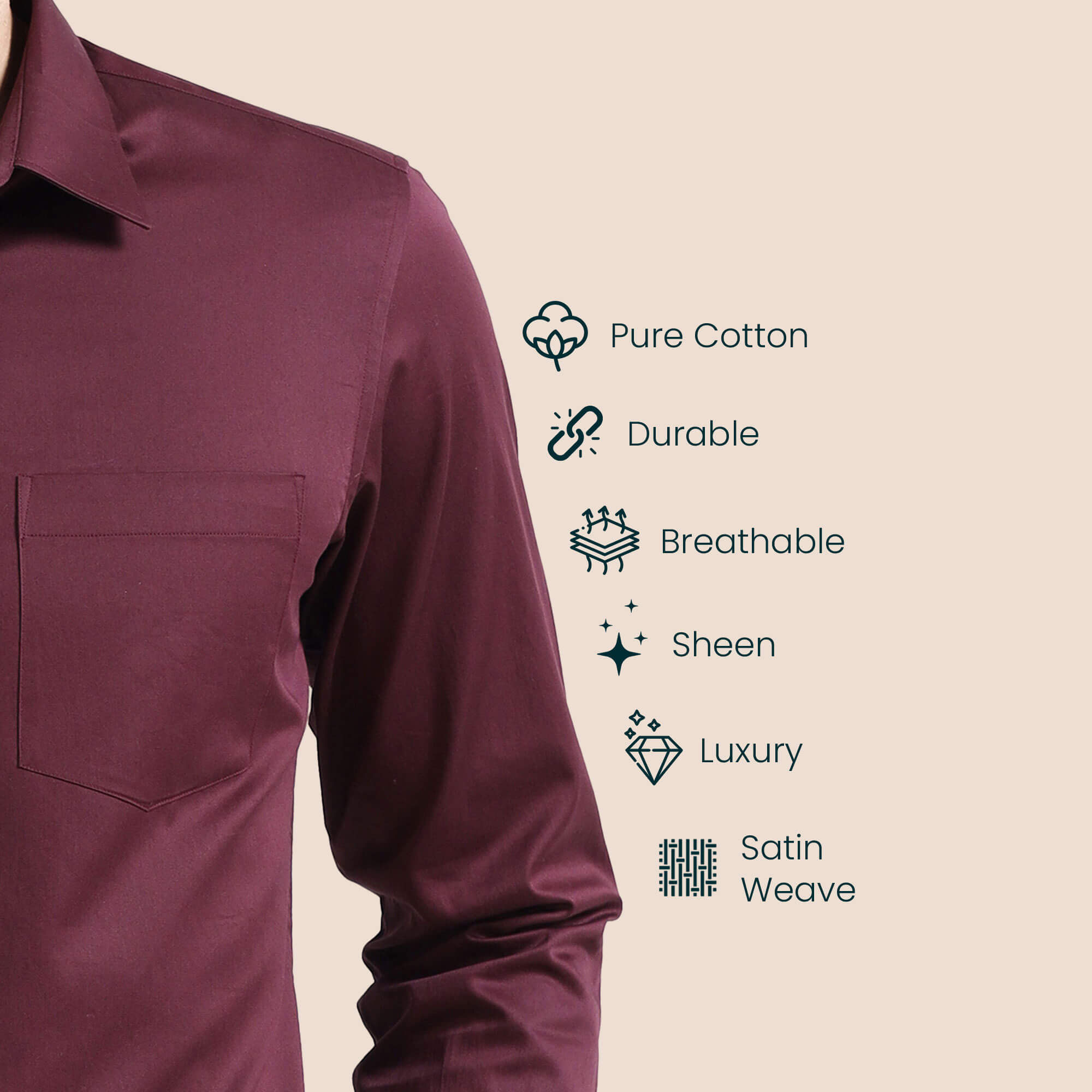 French Cuff Giza Cotton Shirt in Wineberry Cambridge Formal Shirt Wineberry By TFC