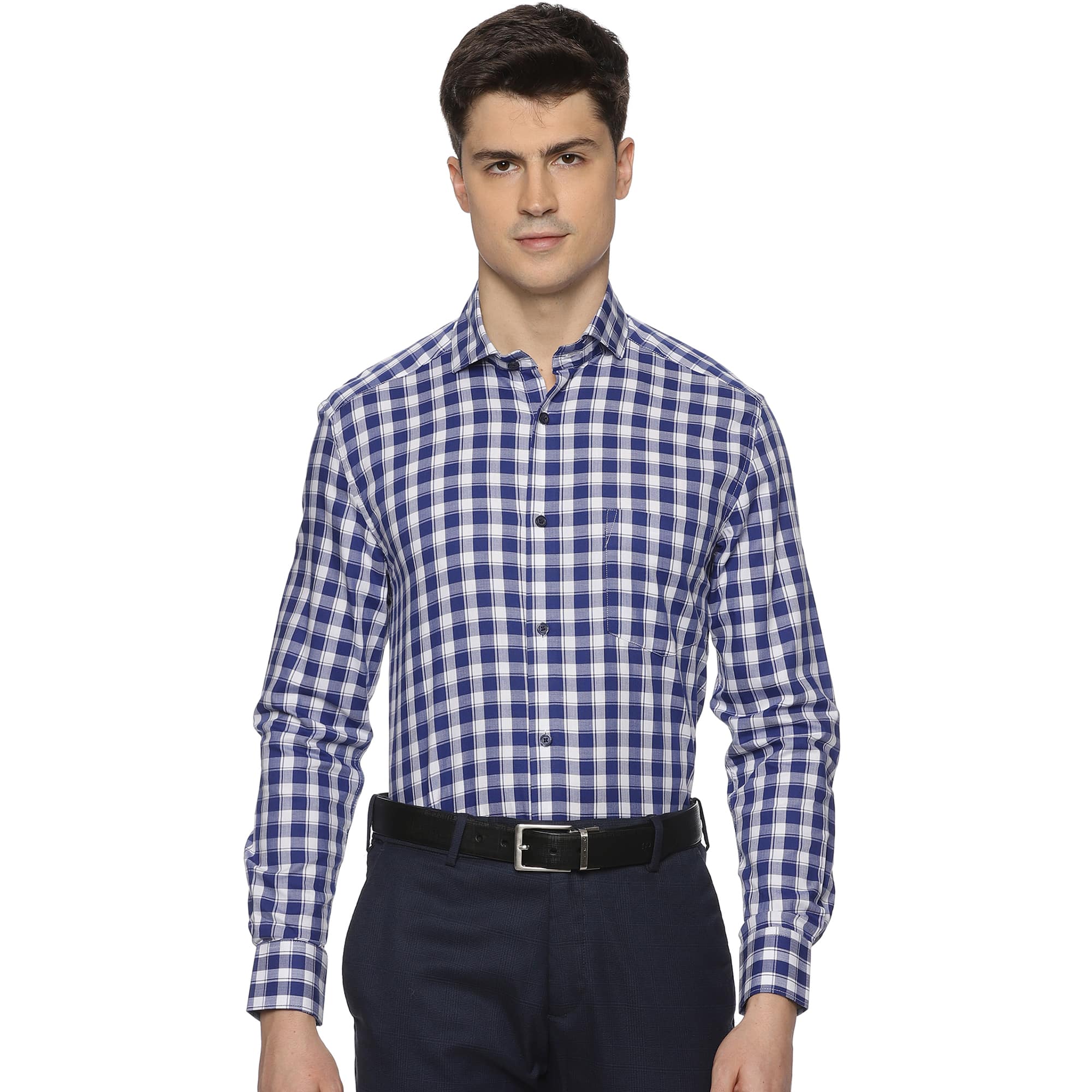 Rebel Cotton Check Shirt In White & Blue - The Formal Club