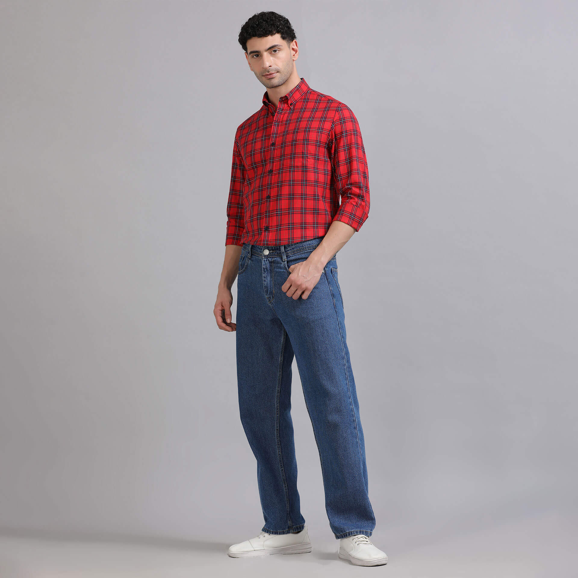 Marco Checks Shirt In Red Men’s Stylish Red Marco Check Shirt by TFC