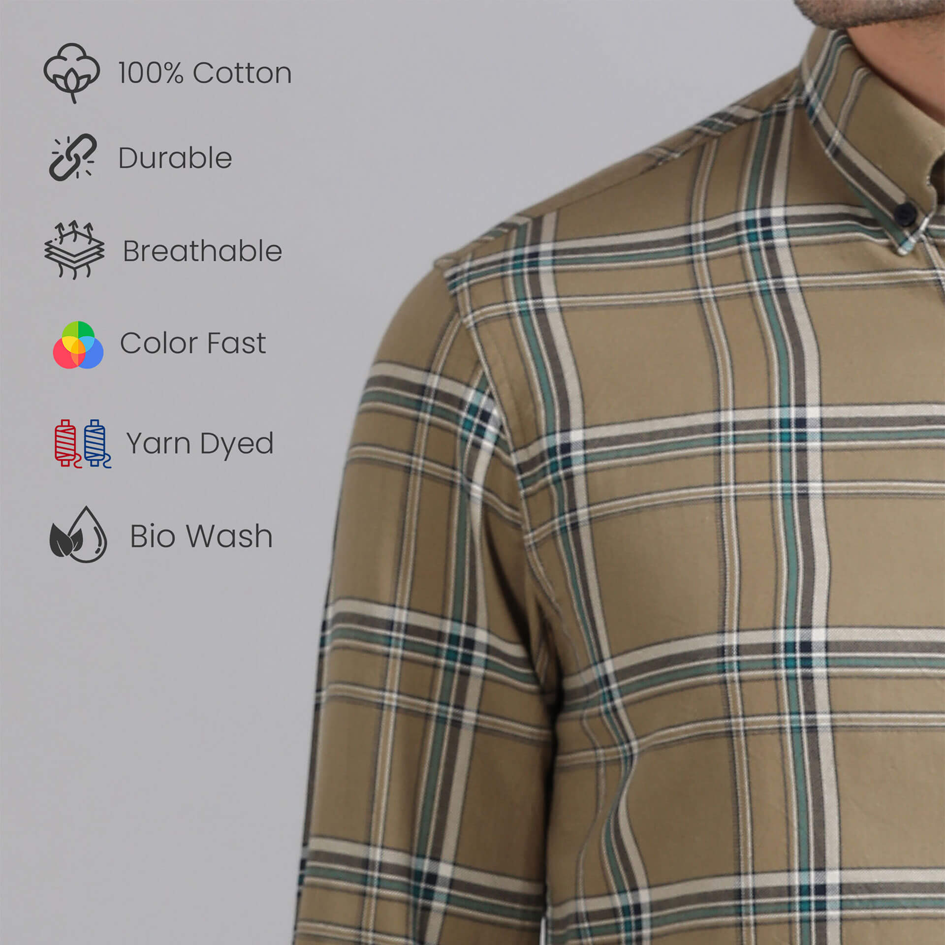 Marco Checks Shirt In Sage Marco Checks Shirt Details by TFC