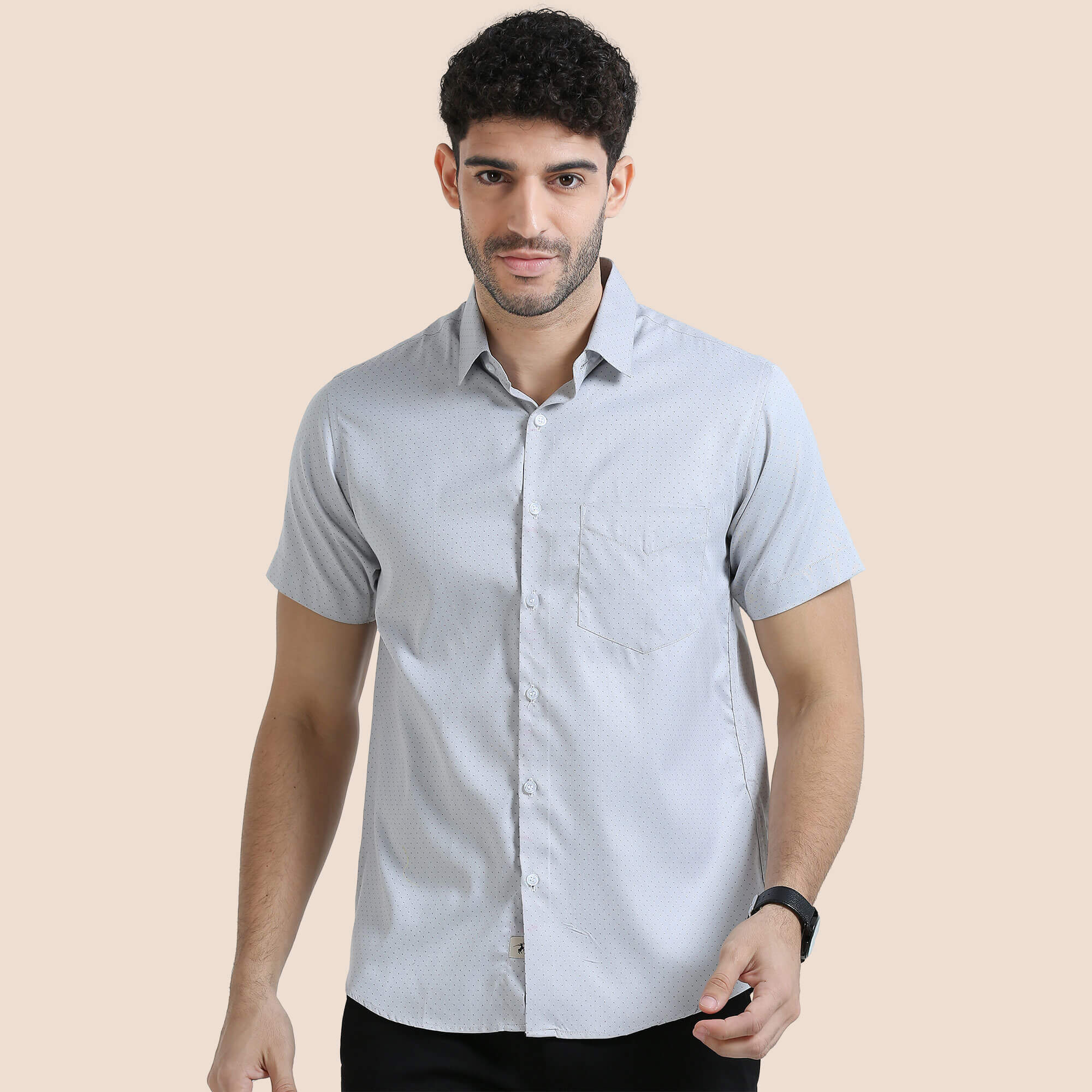 Ashley Half Sleeves Shirt In Donald Dobby Grey Ashley Shirts For Men