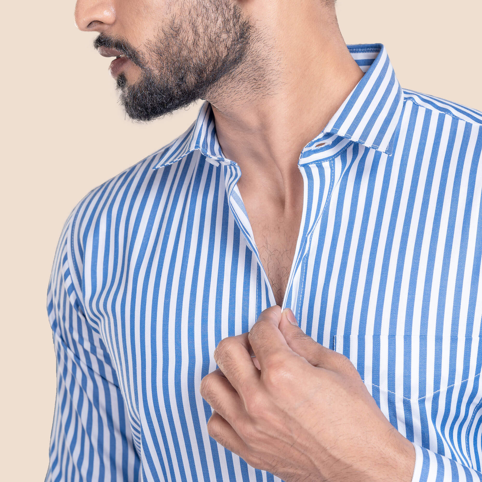 BLUE STRIPED FORMAL SHIRTS FOR MEN