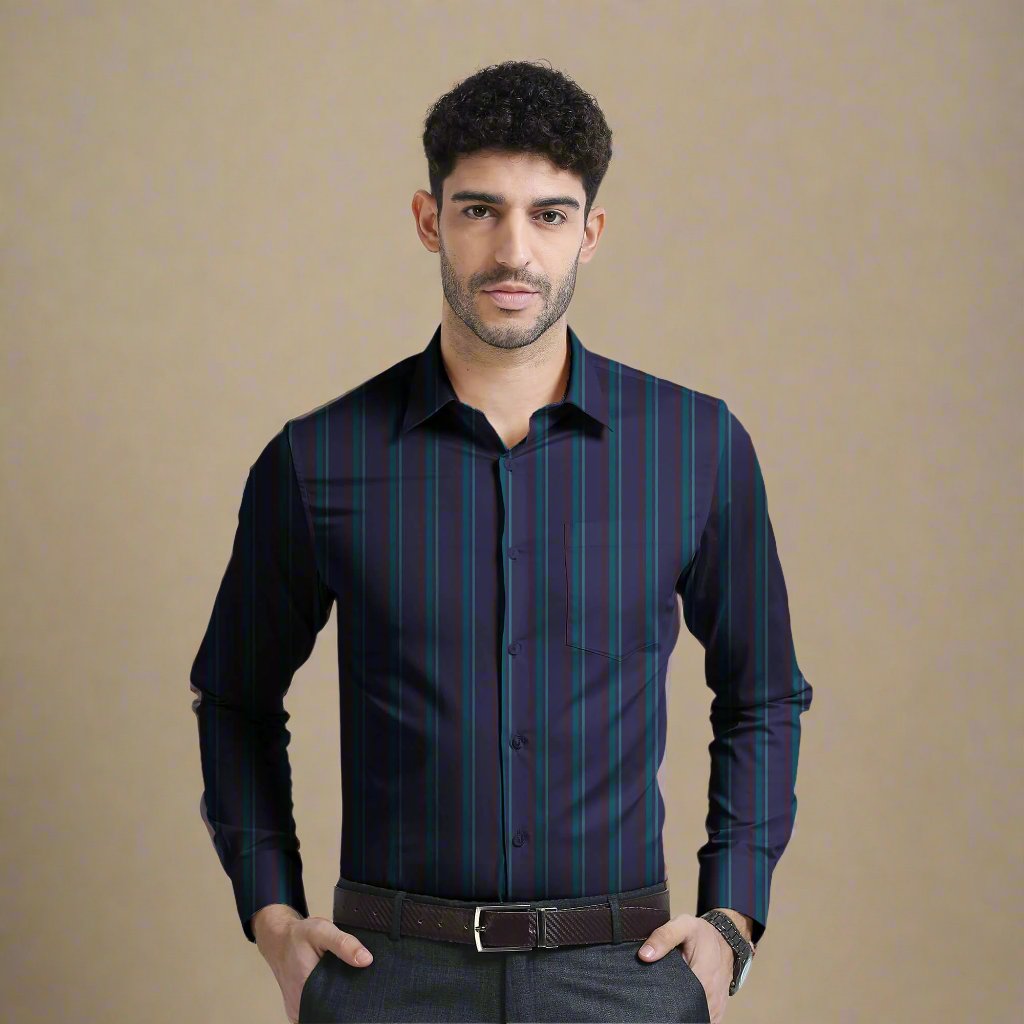 Rhythm Nautical Stripe Shirt In Navy Blue Rhythm Nautical Stripe Shirt In Navy Blue For Men By TFC