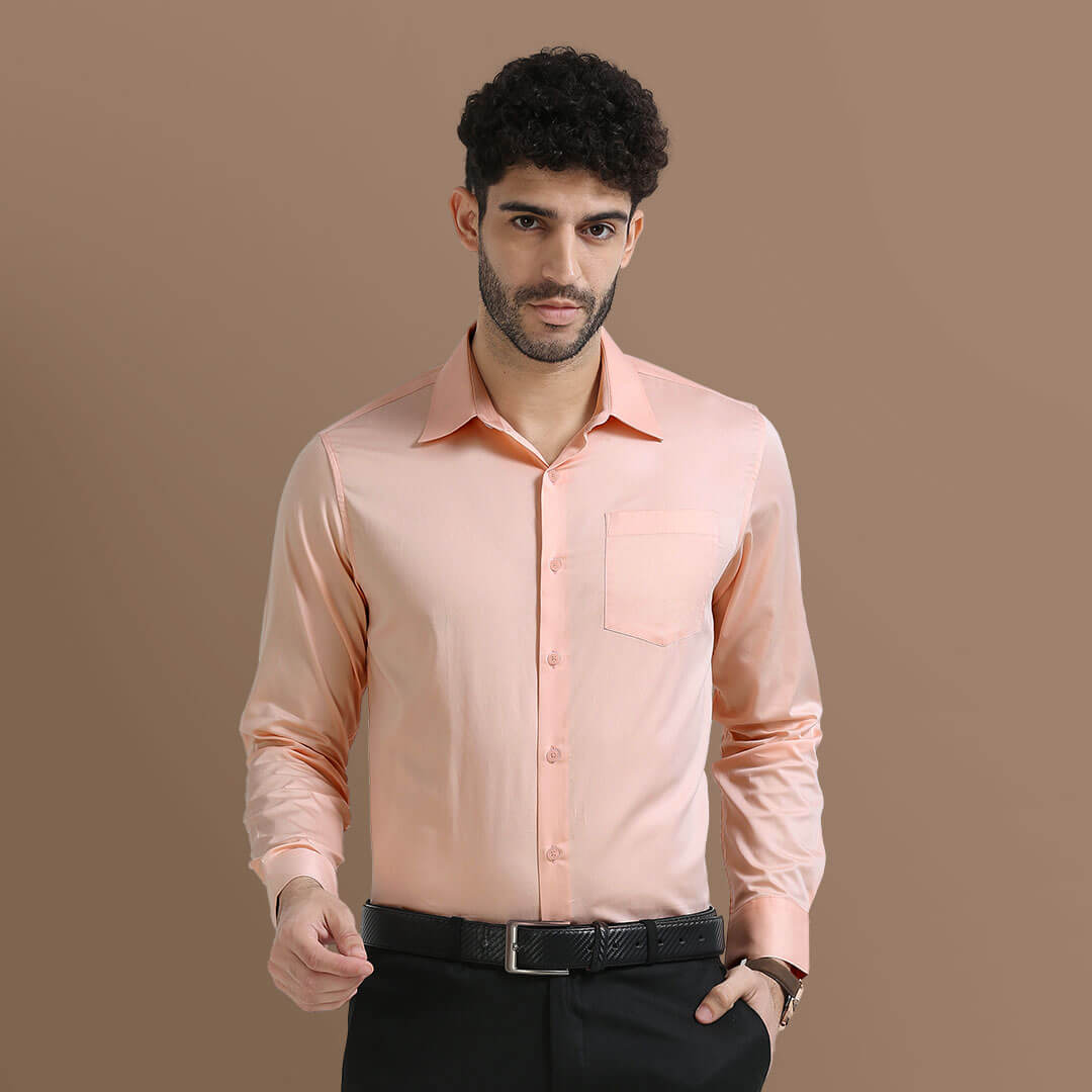 Cambridge Giza Cotton Shirt In Peach Fuzz Cambridge Giza Cotton Shirt In Peach Fuzz
