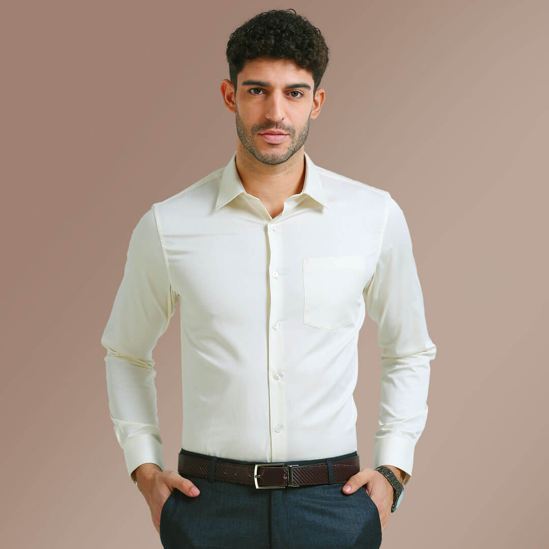 Cambridge Giza Cotton Shirt In Vanilla Buy Premium Giza cotton shirt By TFC