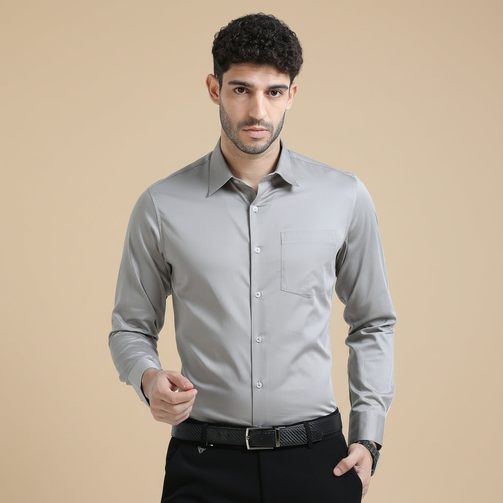 Cambridge Giza Cotton Shirt In Pewter Cambridge Giza Cotton Shirt Pewter by TFC