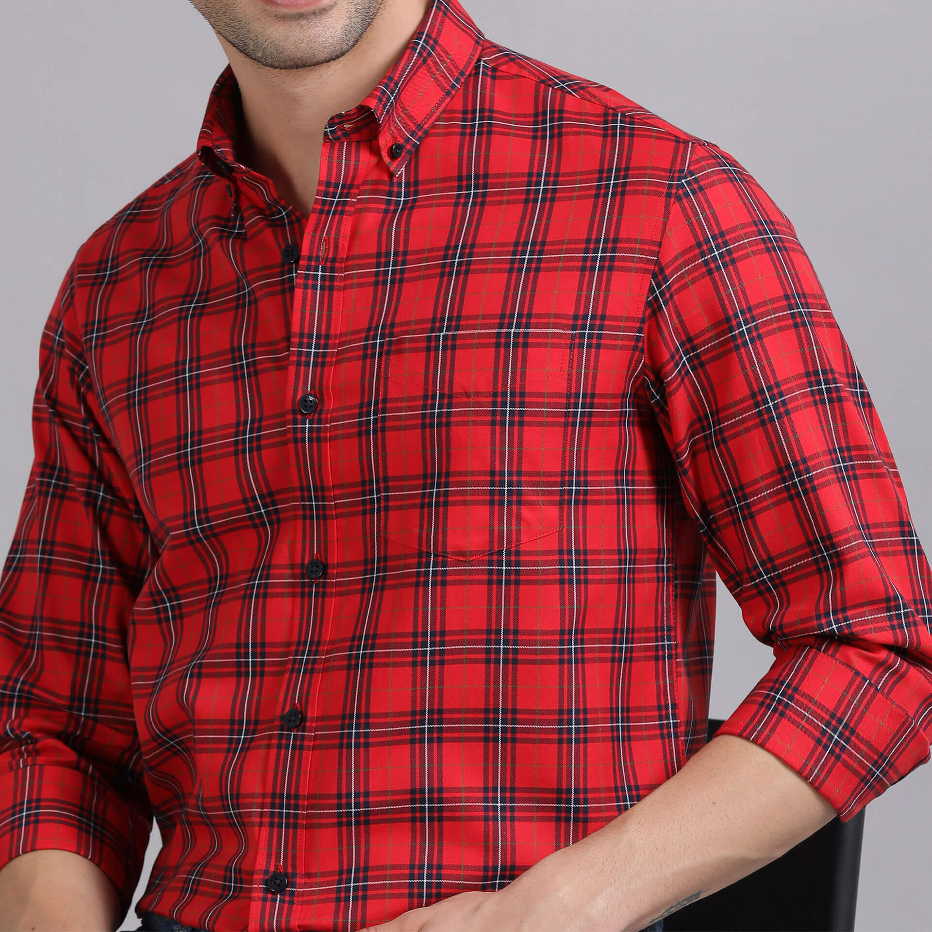 Marco Checks Shirt In Red Smart Casual Red Checks Shirt for Men by TFC