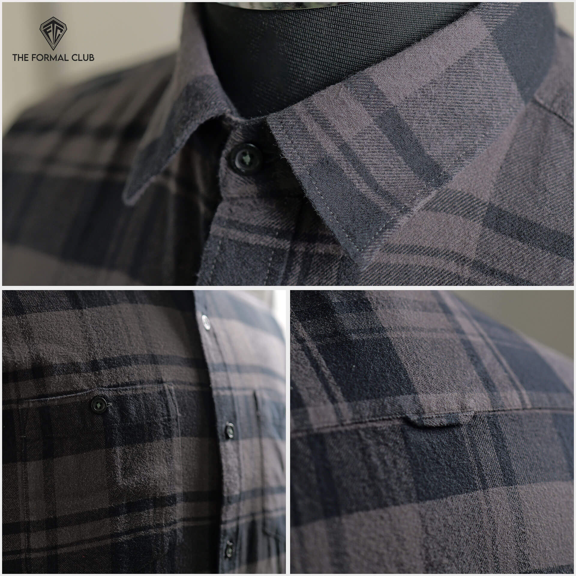 Lumber Flannel Check Shirt In Ash Grey Buy Men's Flannel Check Shirt by TFC