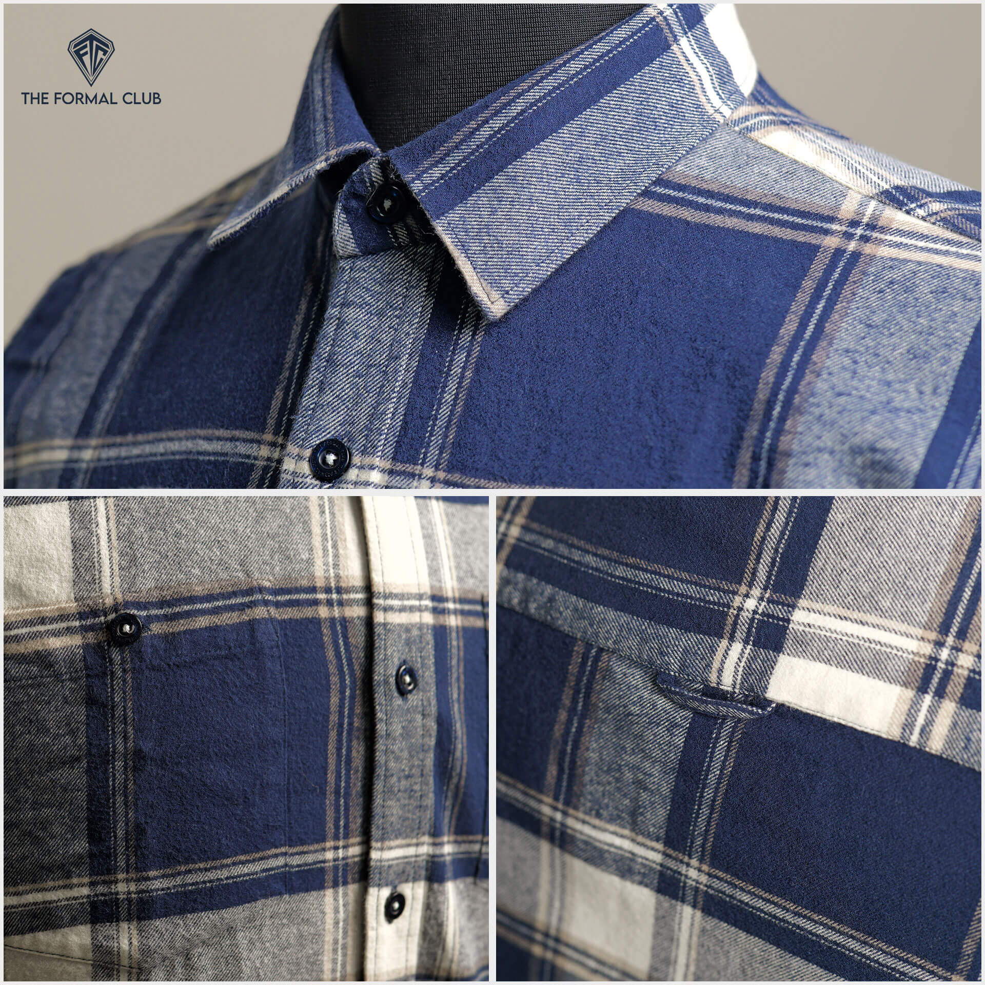 Lumber Flannel Check Shirt In Midnight Blue Buy Men’s flannel check shirt by TFC