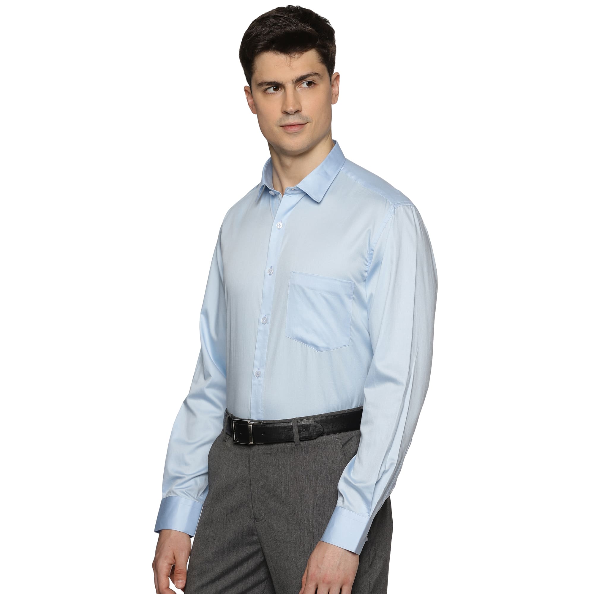 Swiss Finish Giza Cotton Shirt In Sky Blue Men’s Sky Blue Satin Weave Shirt For Men By TFC