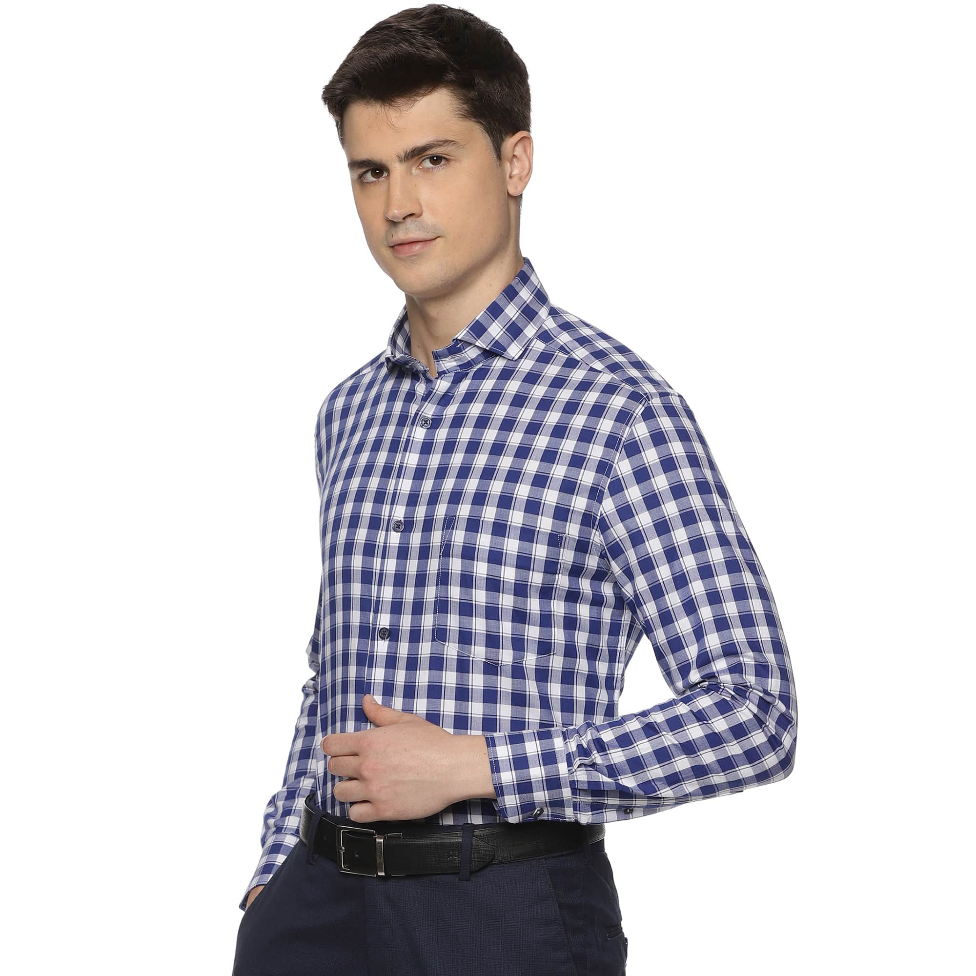 Rebel Cotton Check Shirt In White & Blue Rebel Cotton Check Shirt In White & Blue - The Formal Club
