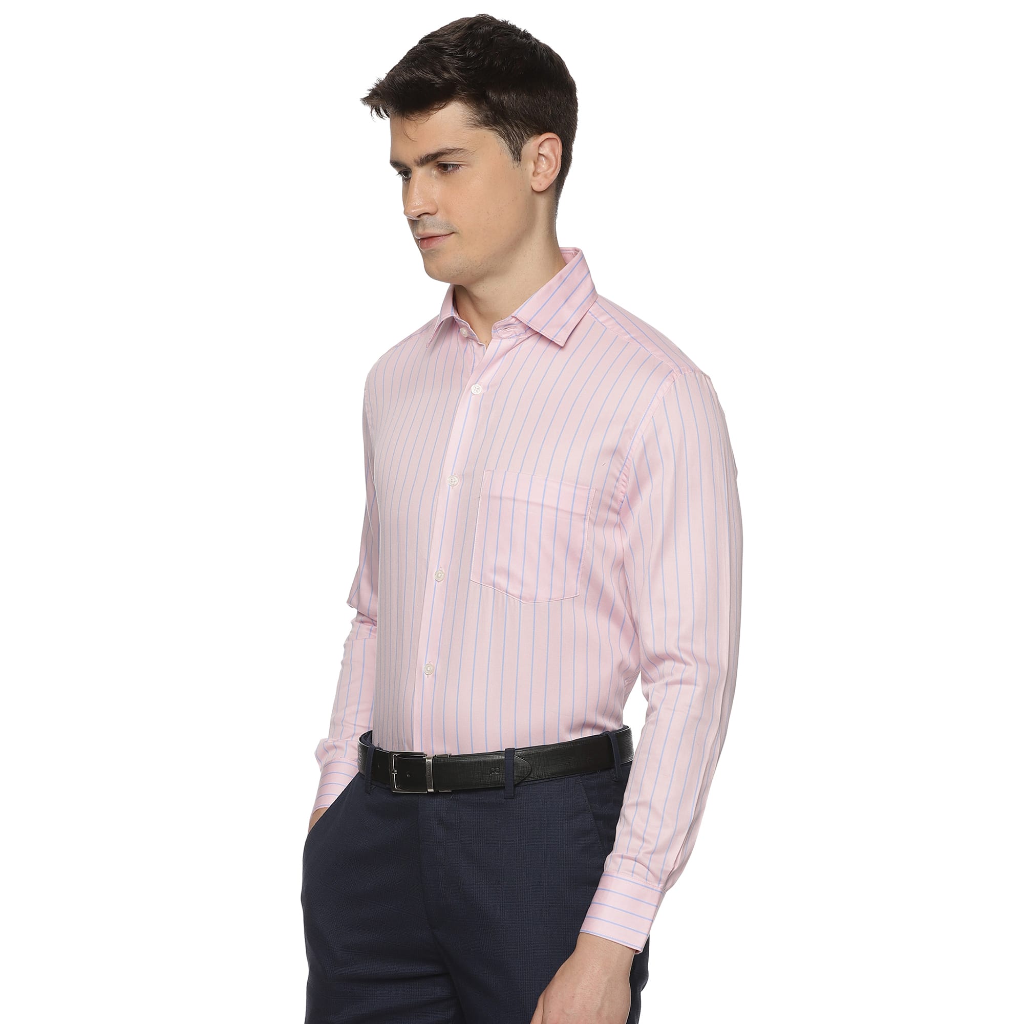 Enigma Blue Stripes Shirt In Pink Stylish pink men's shirt By TFC