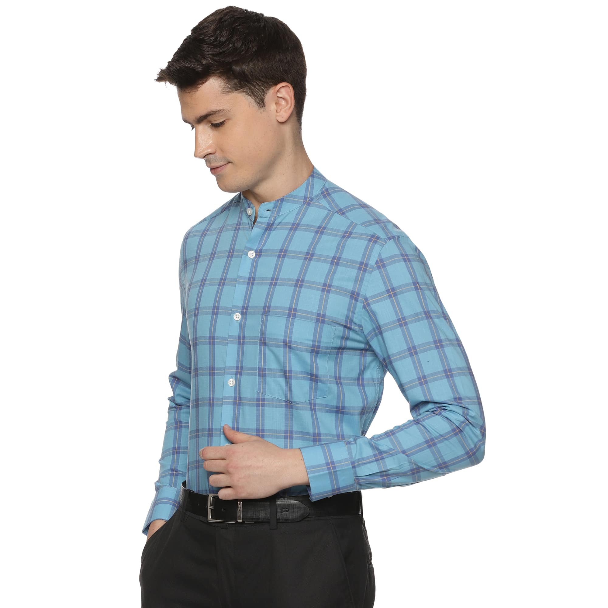 Blissful Cotton Check Shirt In Blue Blissful Cotton Check Shirt In Blue - The Formal Club