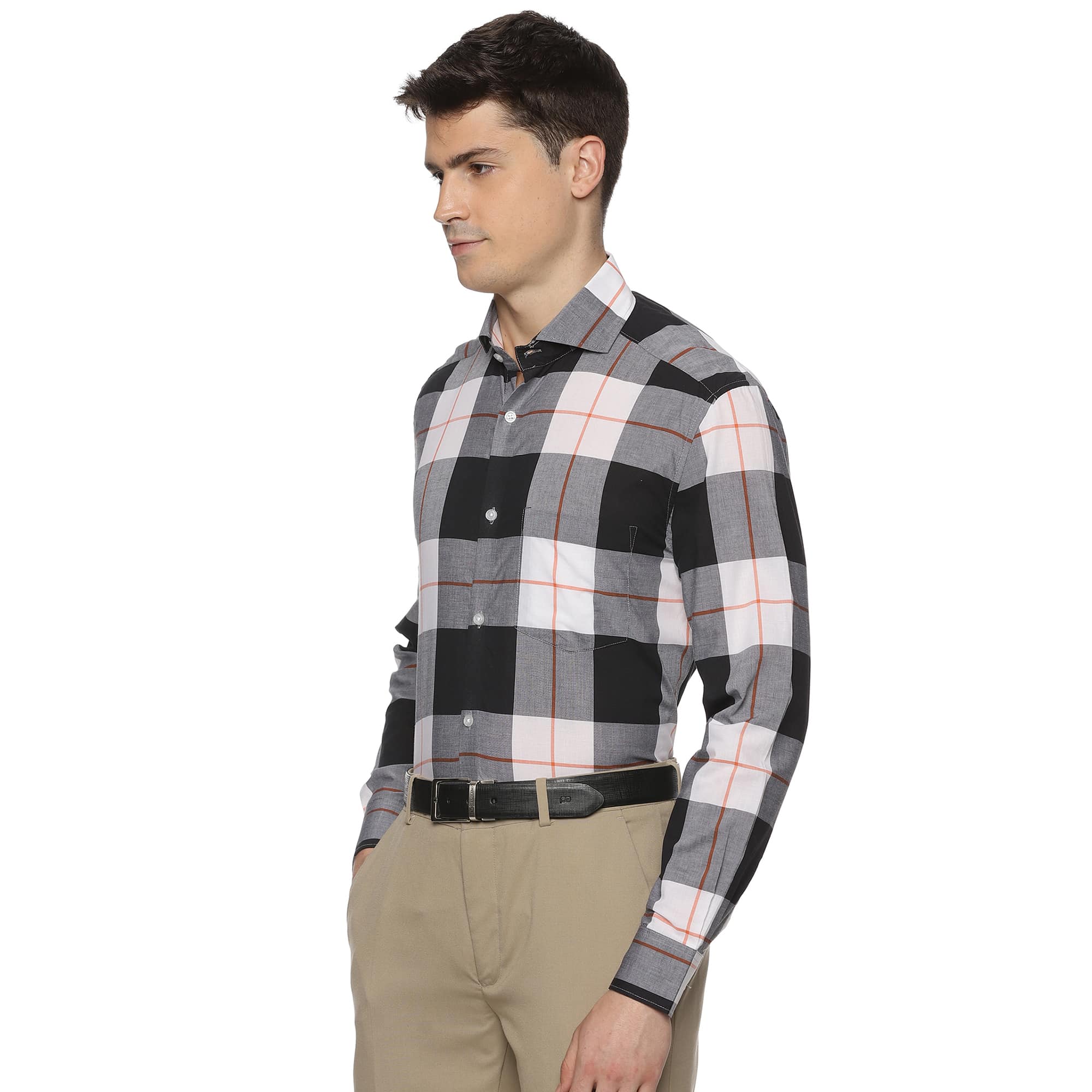 Maverick Cotton Check Shirt In White & Black Maverick Cotton Check Shirt In White & Black - The Formal Club