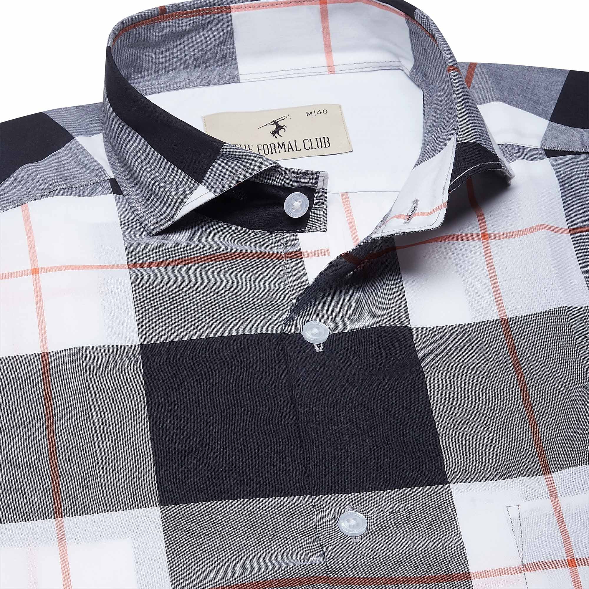 Maverick Cotton Check Shirt In White & Black Maverick Cotton Check Shirt In White & Black - The Formal Club