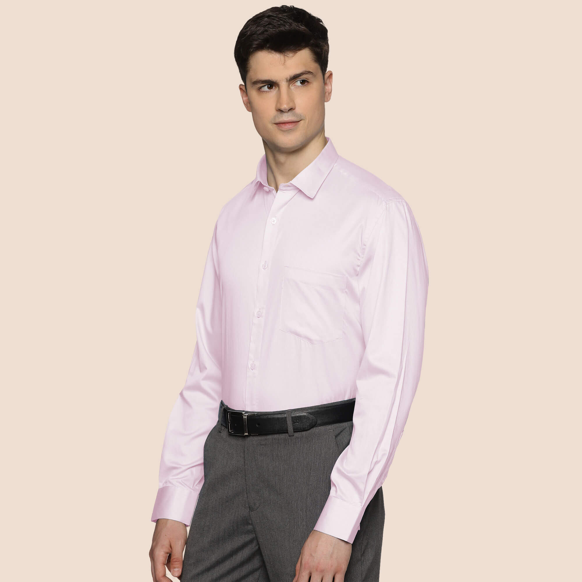 Swiss Finish Giza Cotton Shirt In Pastel Pink Men's Formal Pink Shirt By TFC