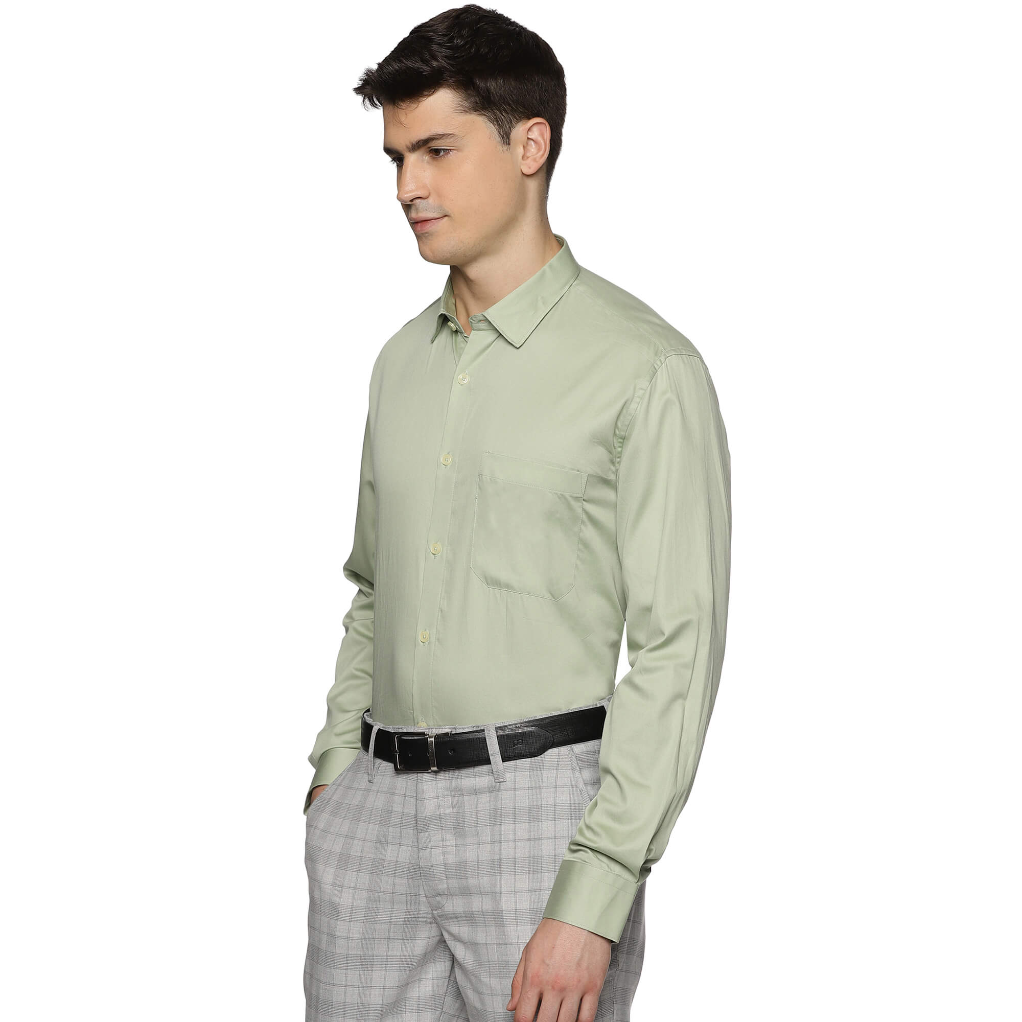 Swiss Finish Giza Cotton Shirt In Light Green Giza Cotton Formal Shirt For Men By TFC