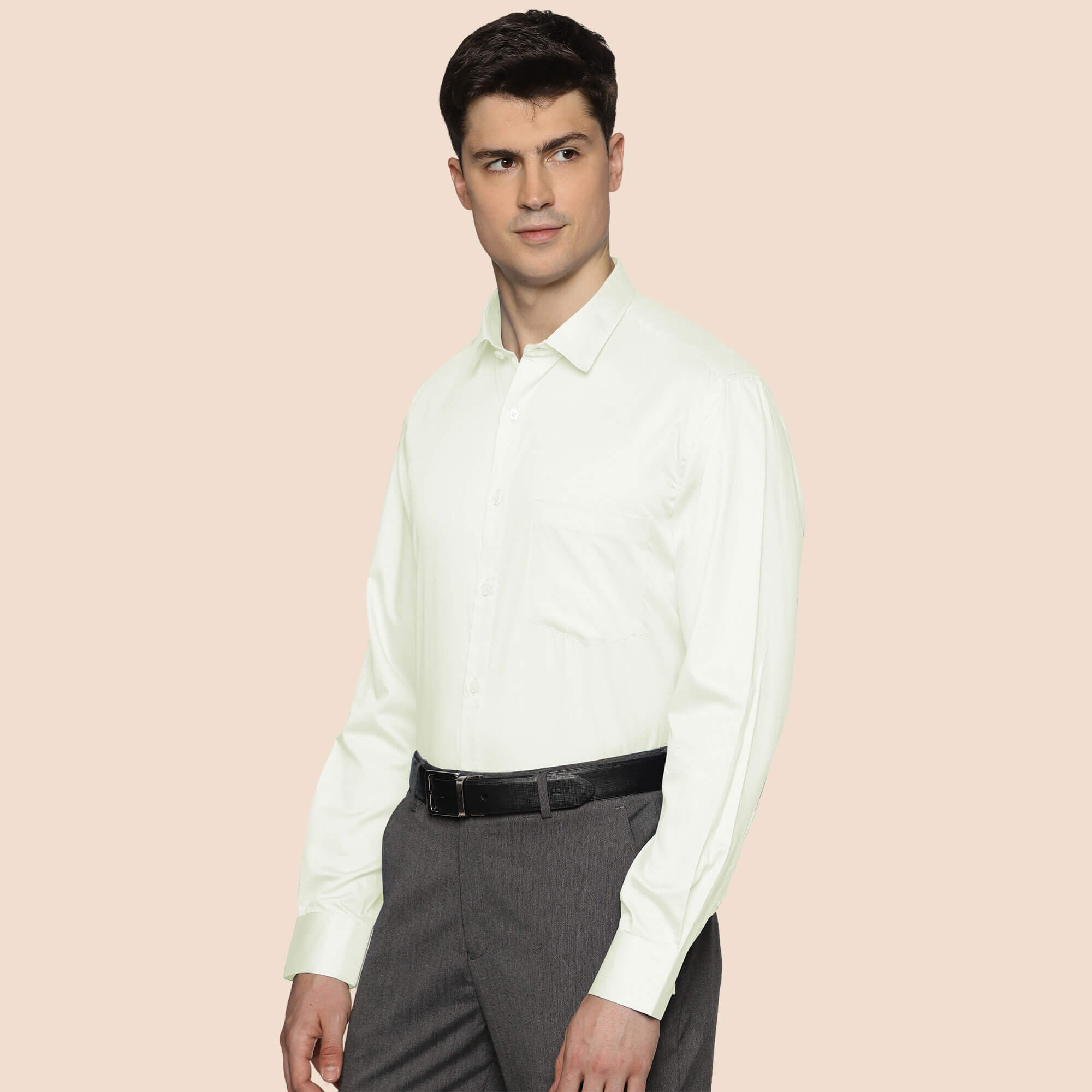 Swiss Finish Giza Cotton Shirt In Cream Luxury Cream Formal Shirt For Men By TFC