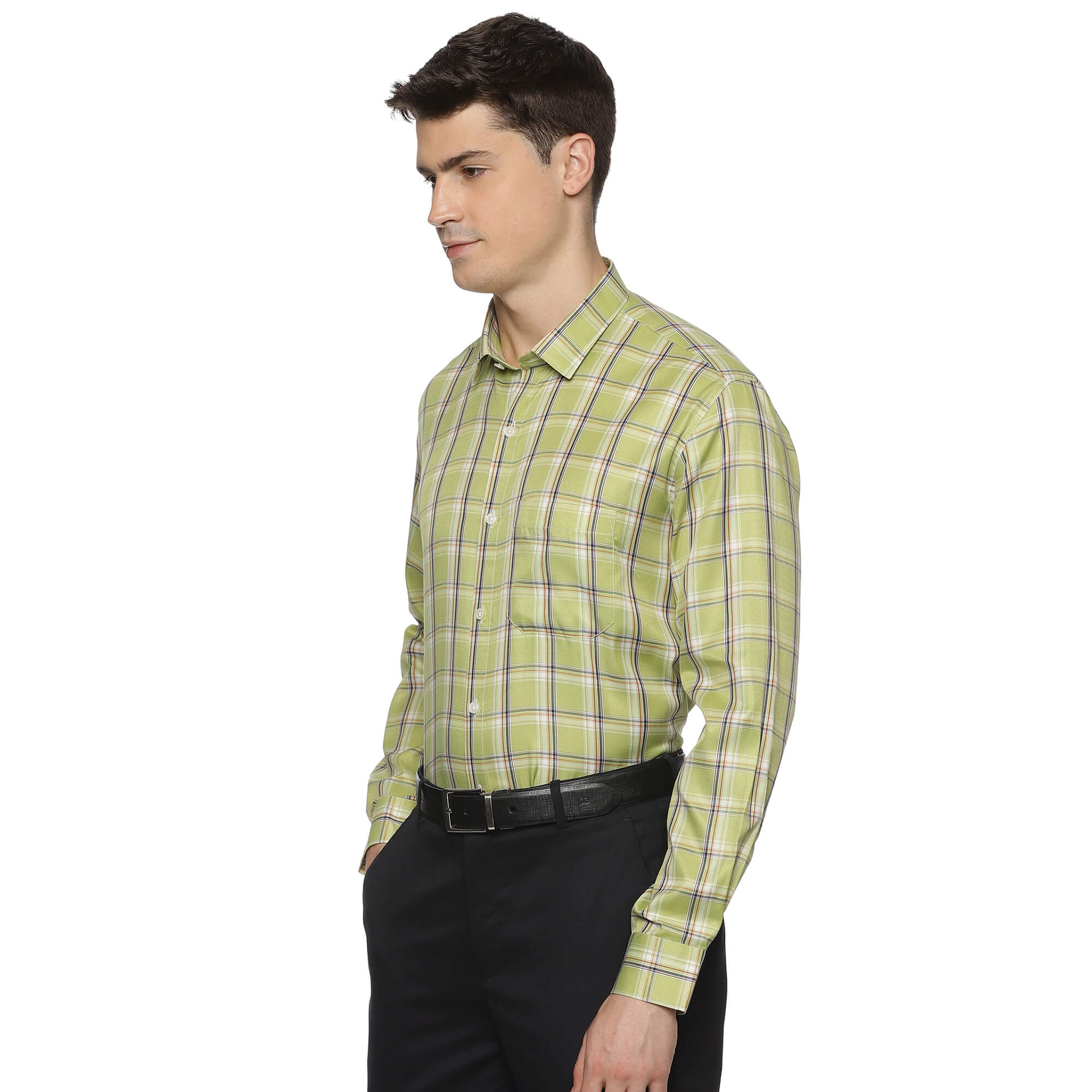 Vento Full Sleeves Twill Check Shirt in Olive Green Vento Twill Shirt in Olive Green For Men By TFC