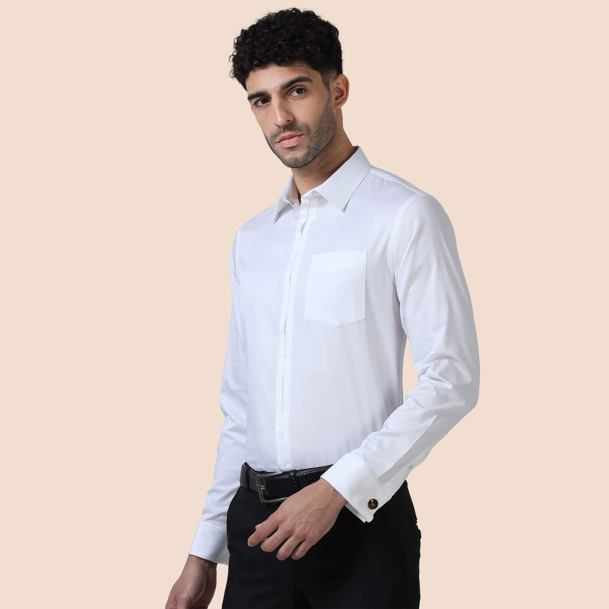 Keneth White Shirt with Signature Concealed  Placket & French Cuff Keneth white shirt by TFC
