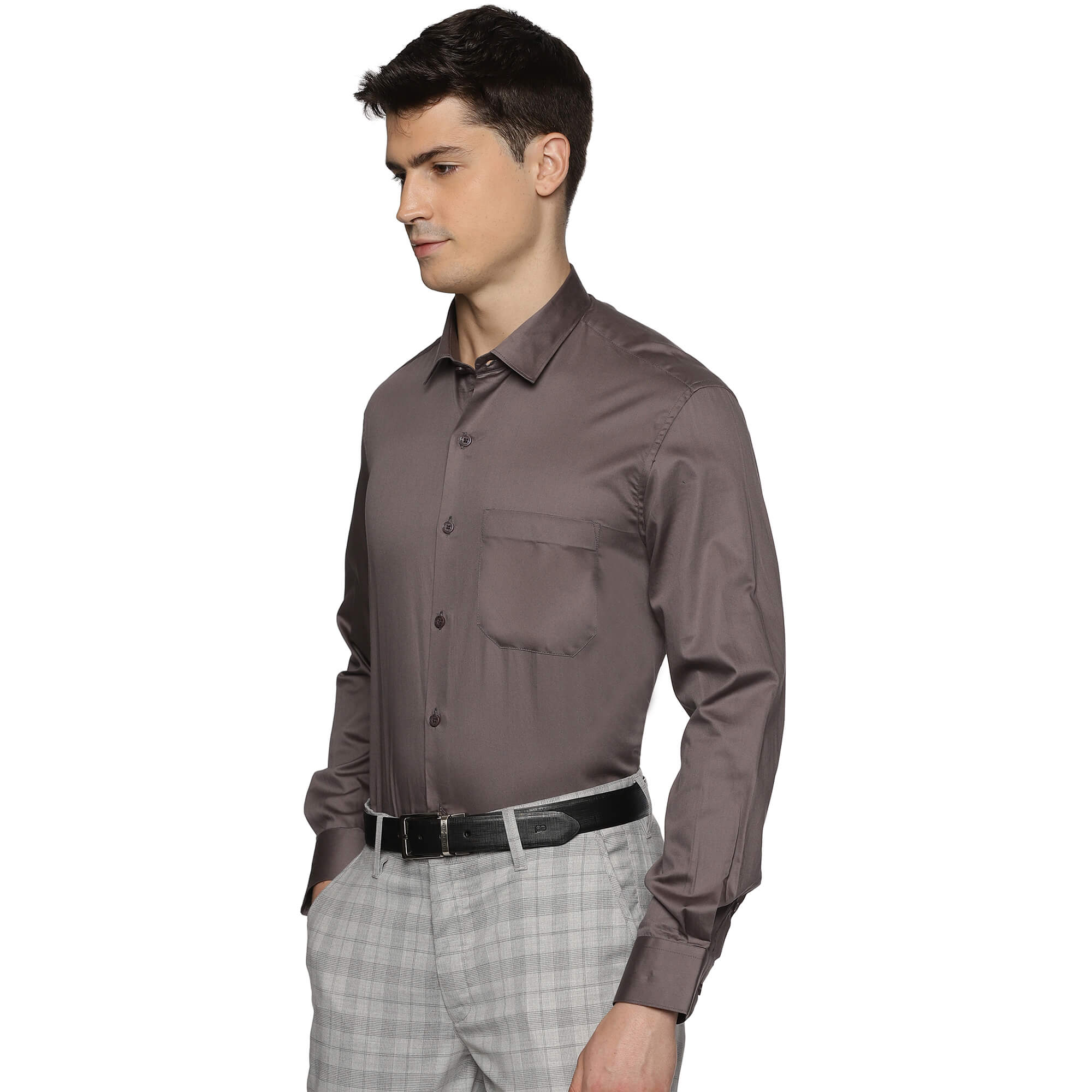 Swiss Finish Giza Cotton Shirt In Dark steel Giza Cotton Shirt by The Formal Club