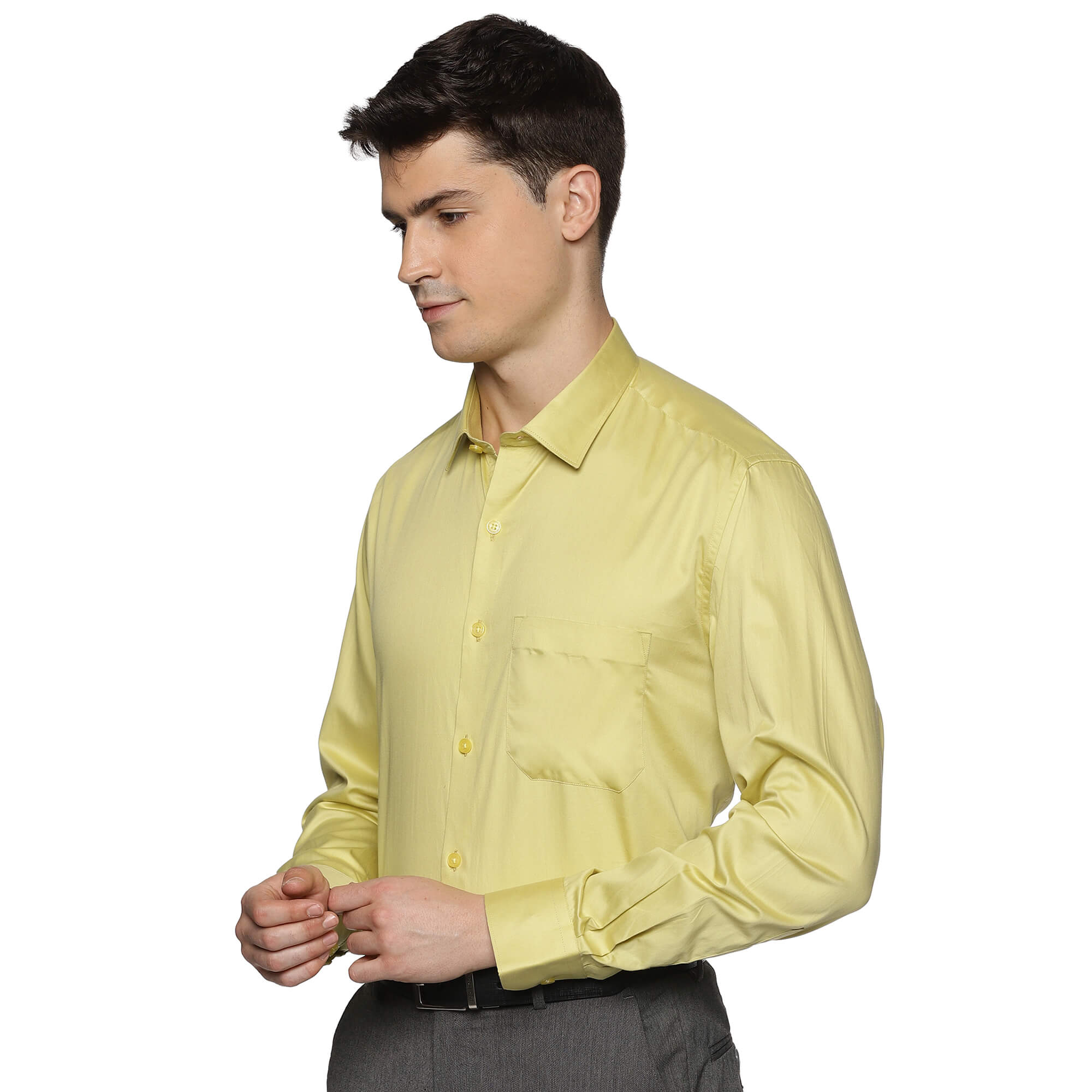 Swiss Finish Giza Cotton Shirt In Lemon Green Men’s Luxury Giza Cotton Shirt For Men By TFC