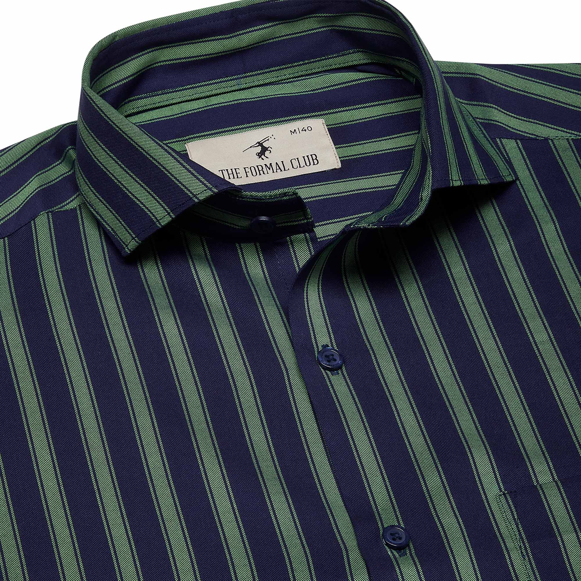 Rhythm Green Stripe Shirt In Navy Blue Rhythm Green Stripe Shirt In Navy Blue - The Formal Club