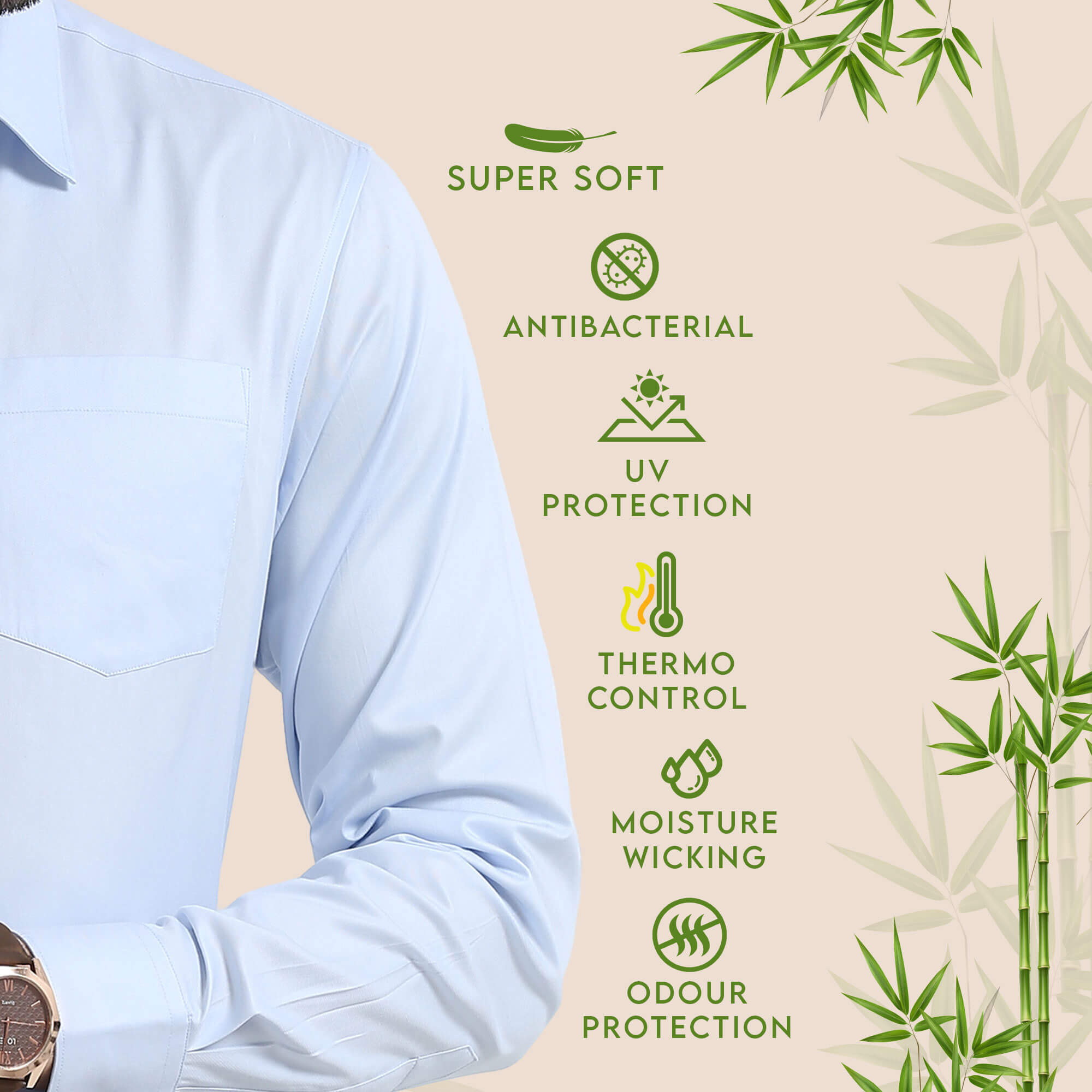 Willow Bamboo Shirt In Powder Blue Men’s bamboo cotton shirt by TFC