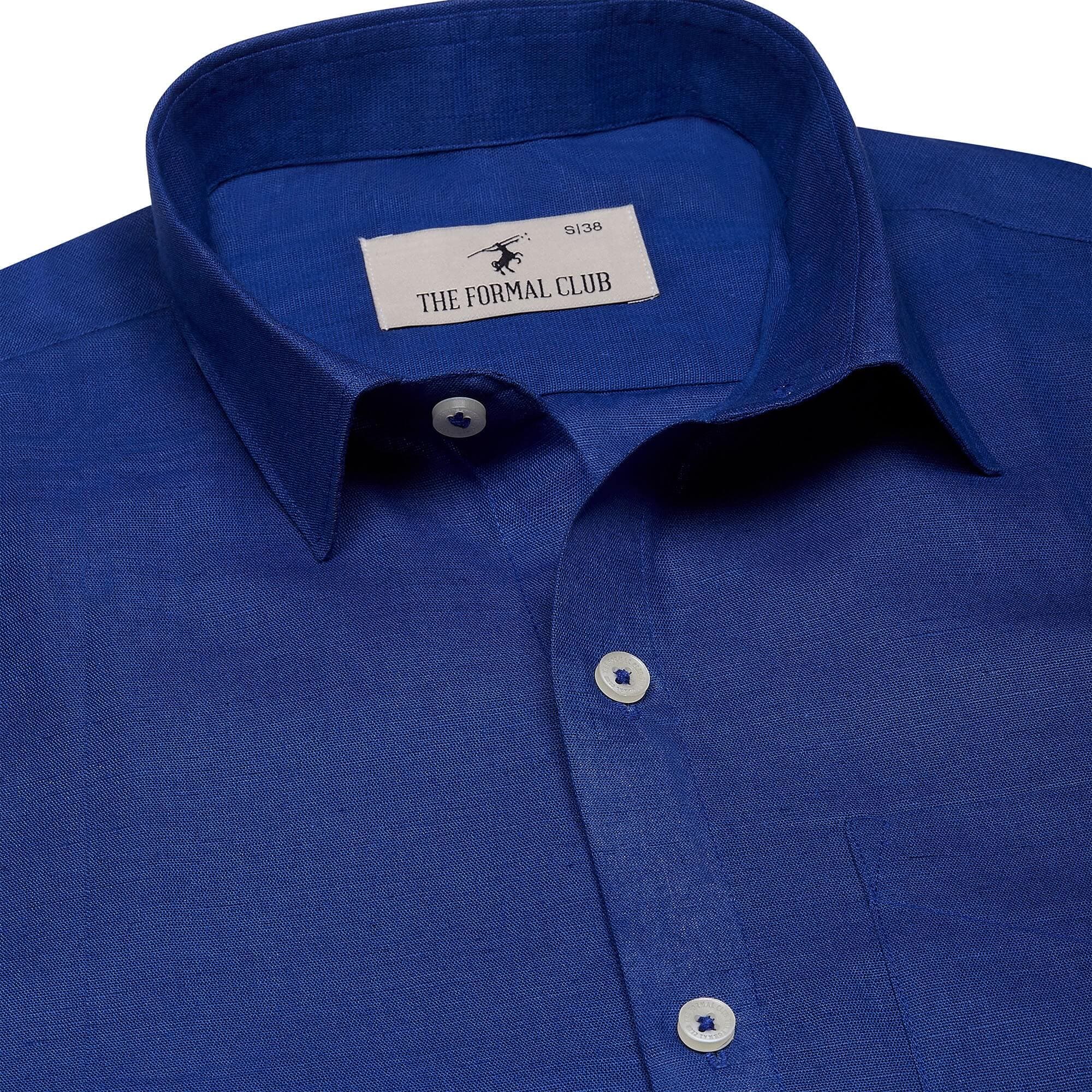 Luna Linen Solid Shirt In Navy Blue Luna Lenin Solid Shirt In Navy Blue - The Formal Club