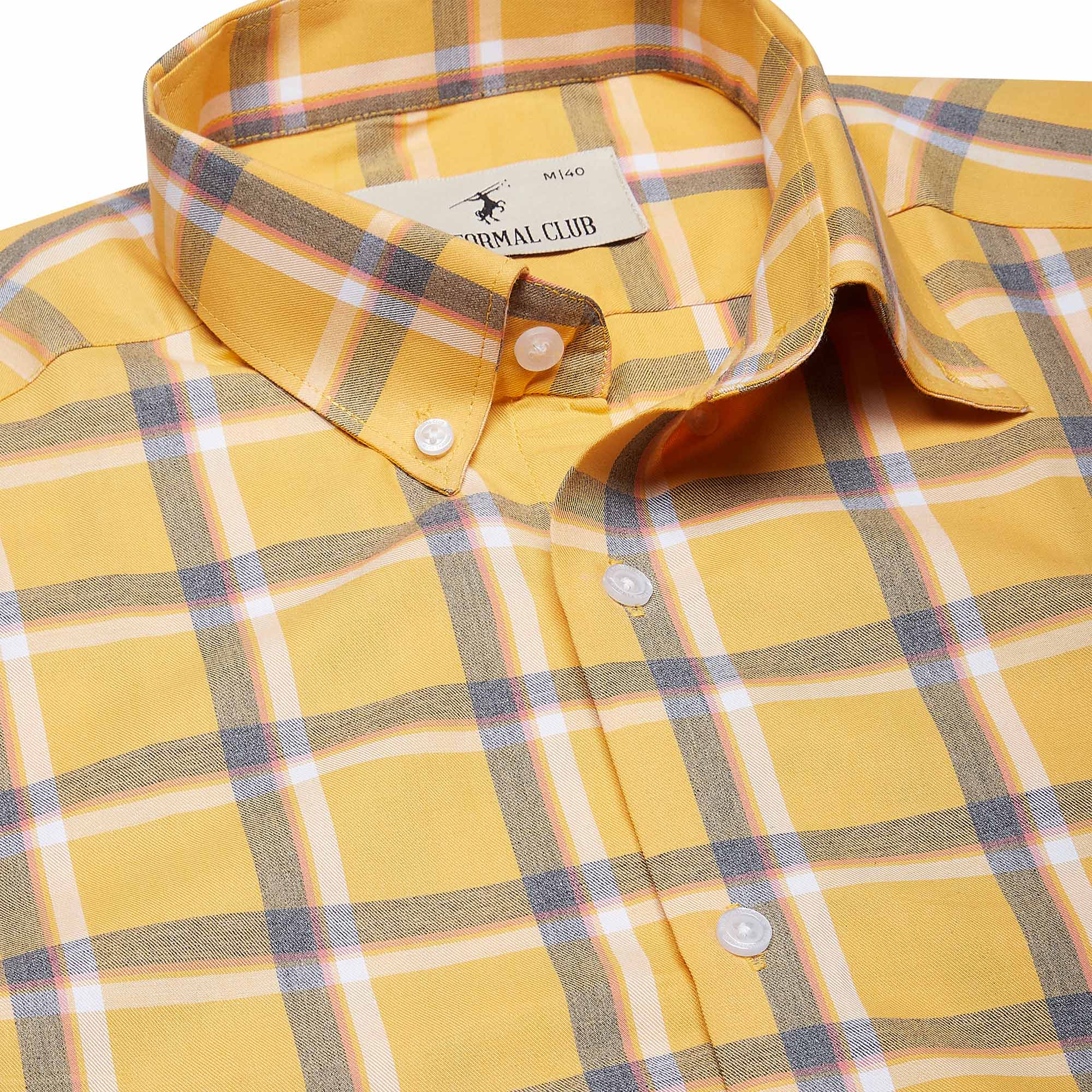 Maverick Cotton Check Shirt In Yellow Cotton check shirt for men By TFC
