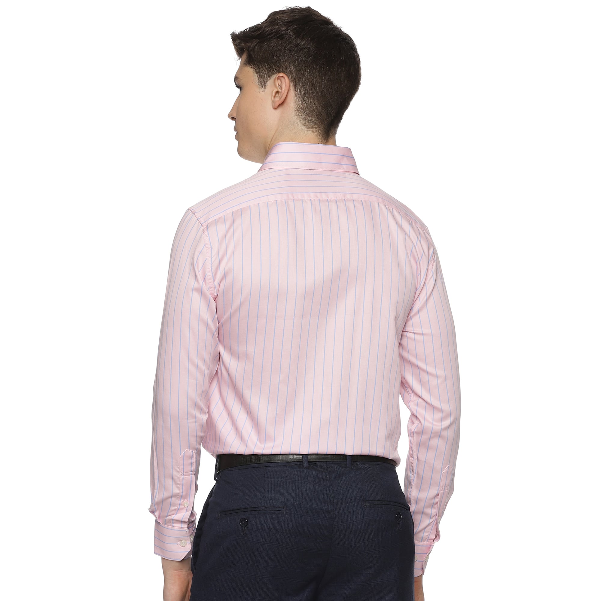 Enigma Blue Stripes Shirt In Pink Regular fit pink striped shirt For Men By TFC
