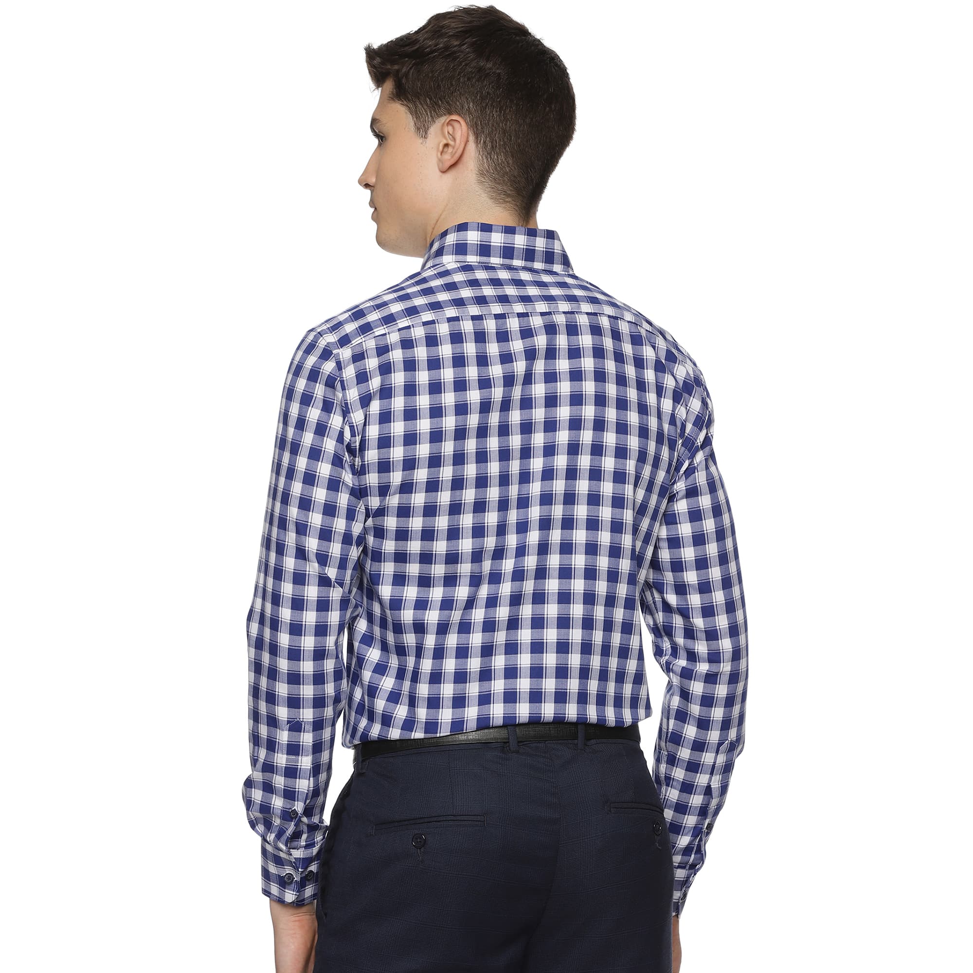 Rebel Cotton Check Shirt In White & Blue Men’s rebel cotton textured shirt for men By TFC