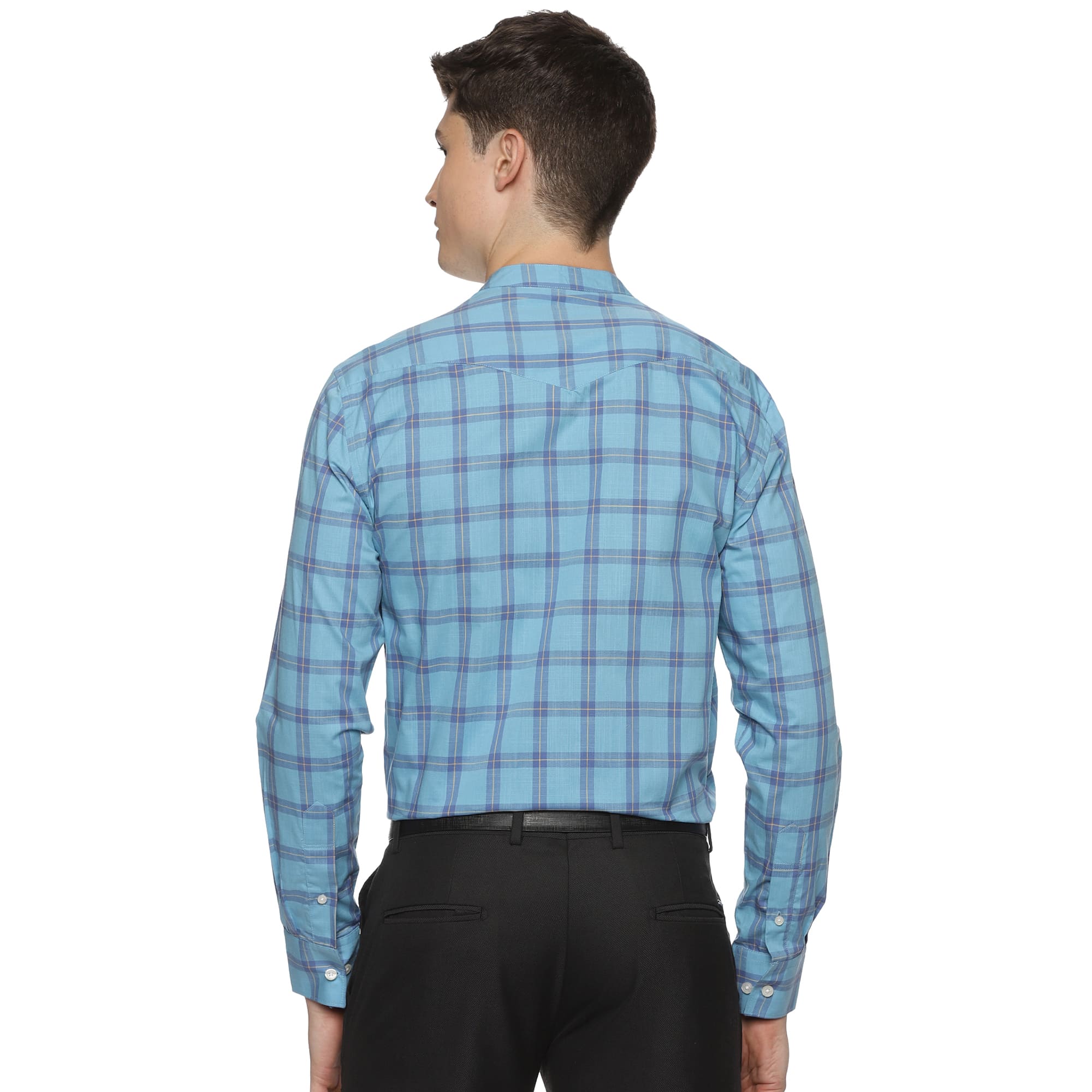 Blissful Cotton Check Shirt In Blue Blissful Cotton Check Shirt In Blue - The Formal Club