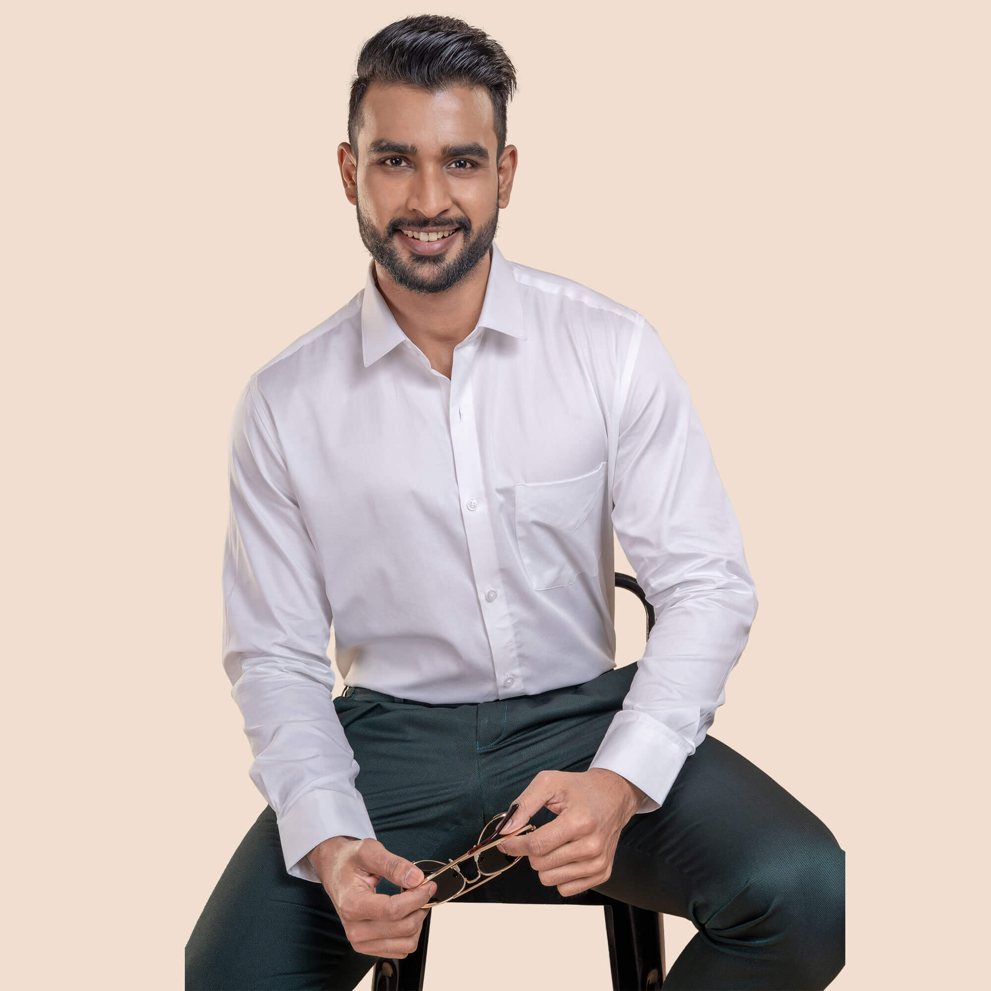 Swiss Finish Giza Cotton Shirt In White Luxury White Cotton Shirt Regular Fit By TFC