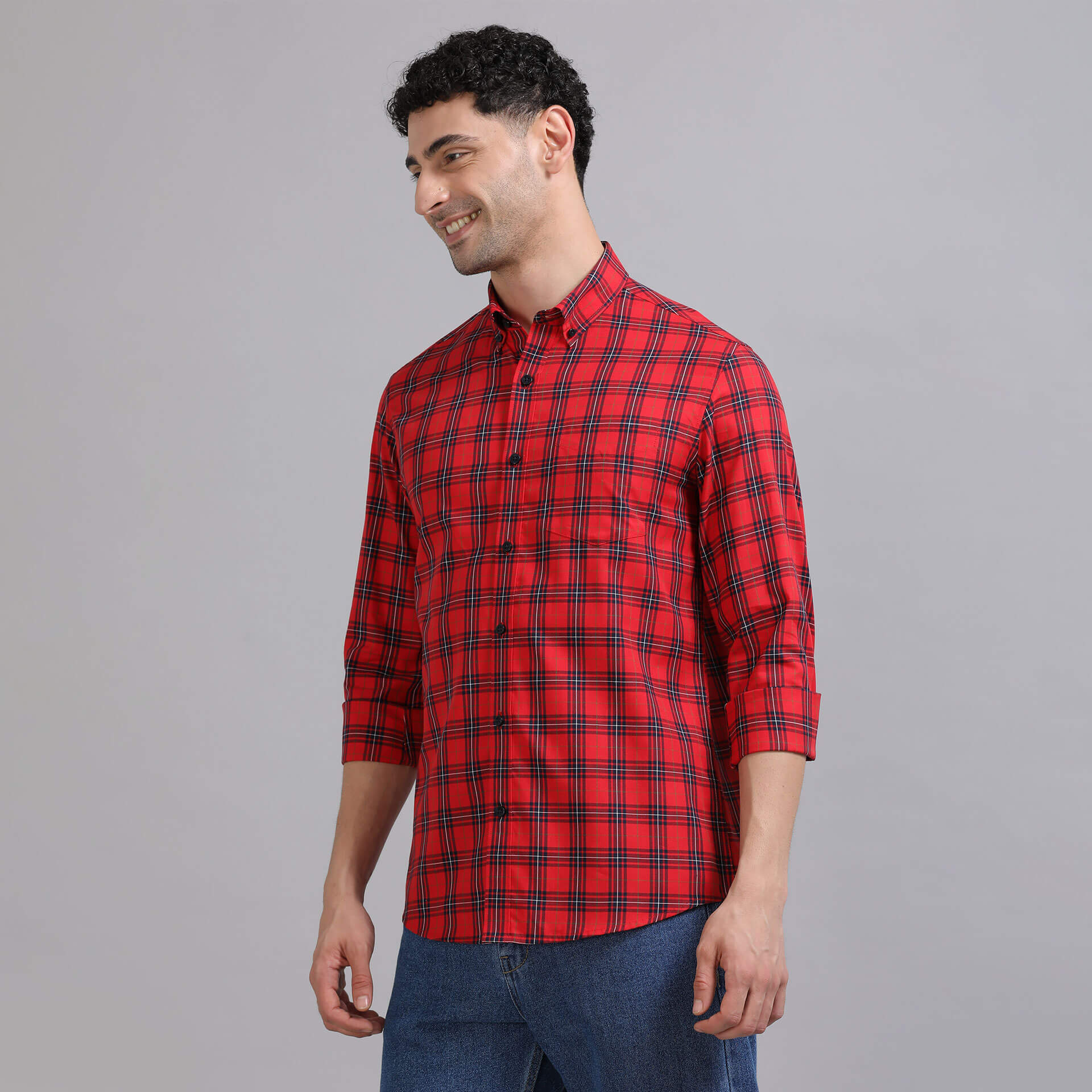 Marco Checks Shirt In Red High-Quality Red Marco Shirt by TFC