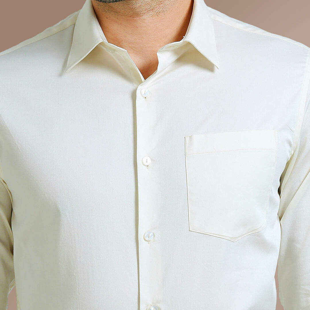 Cambridge Giza Cotton Shirt In Vanilla Vanilla formal shirt for men By TFC