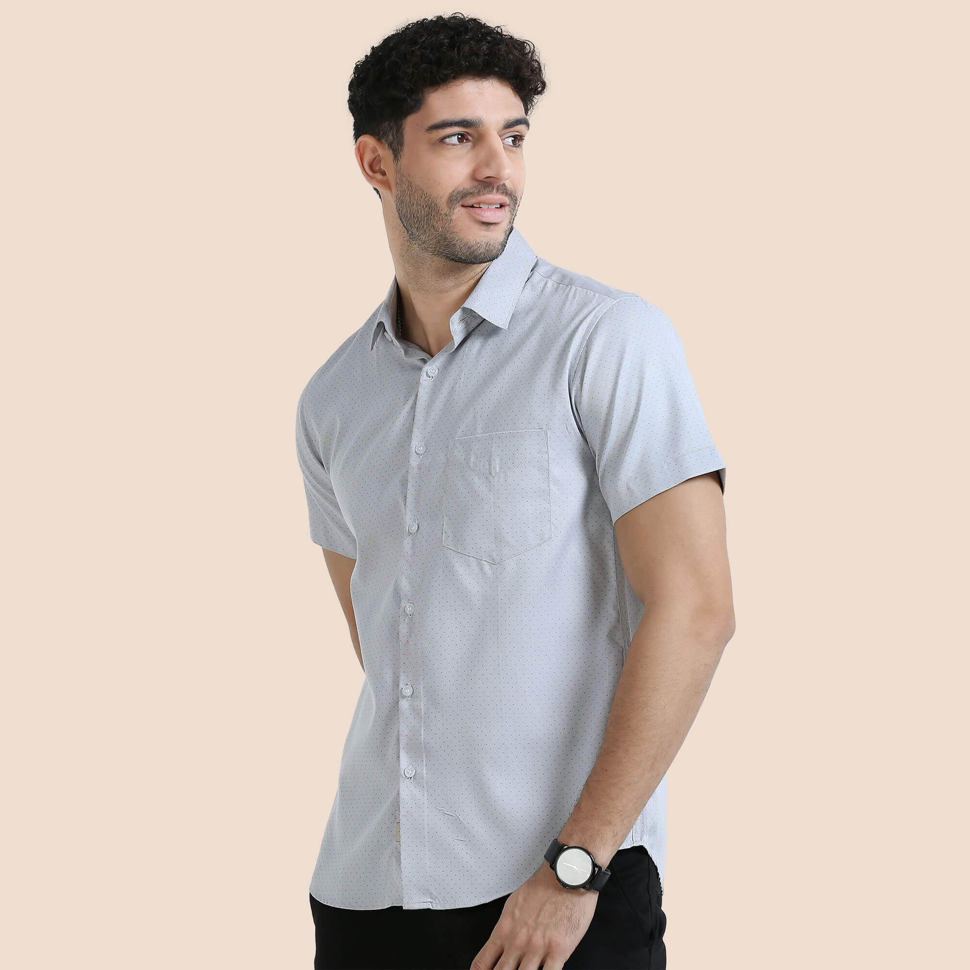 Ashley Half Sleeves Shirt In Donald Dobby Grey Donald Dobby Grey Shirt By TFC