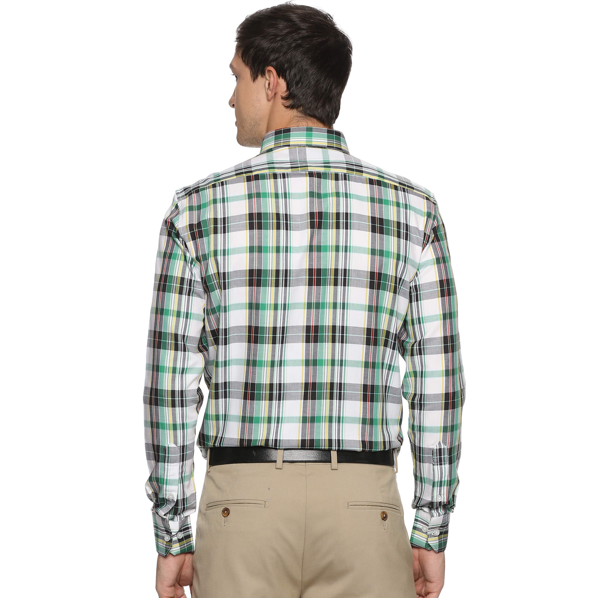 Maverick Cotton Check Shirt In Green & White - The Formal Club