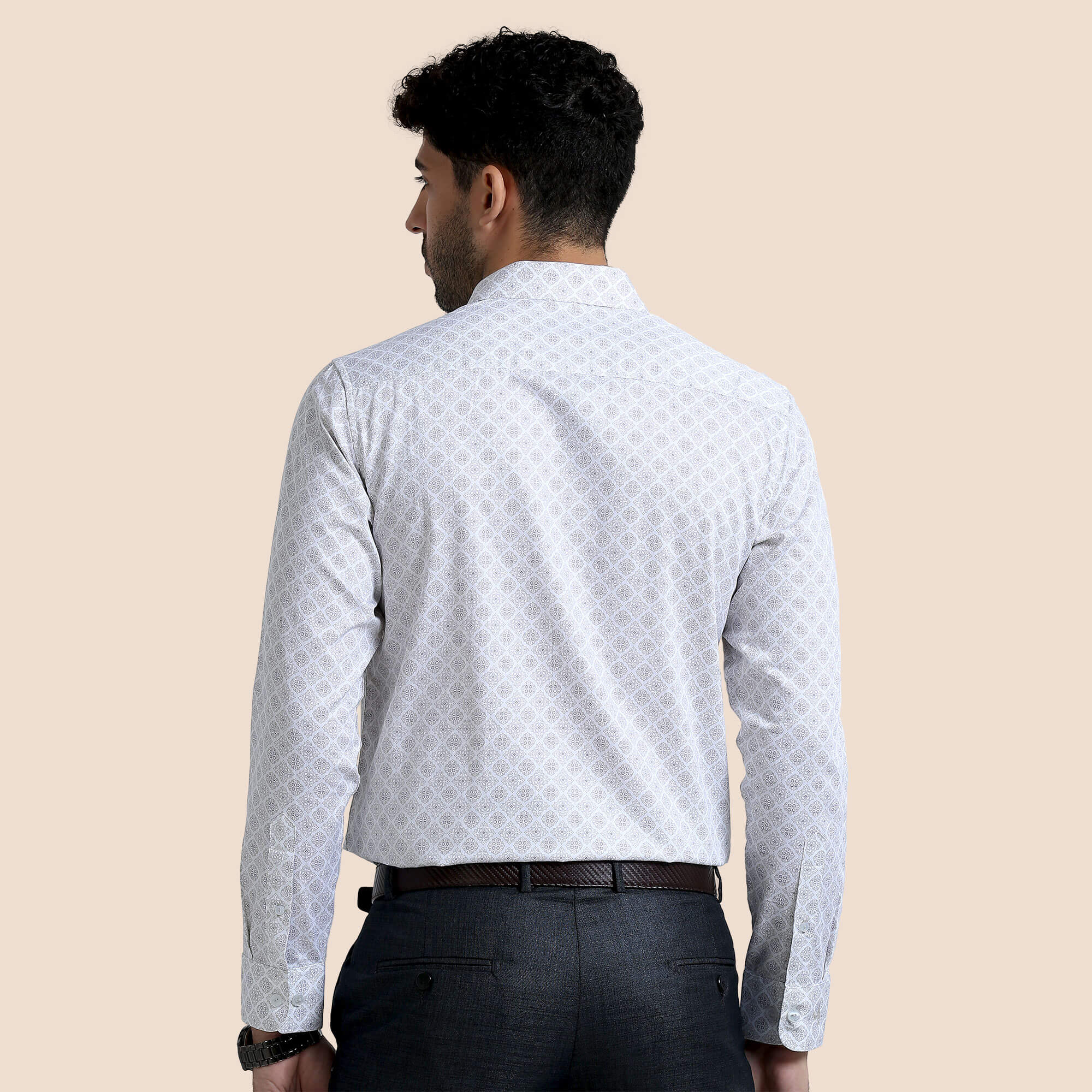Serenity Giza Full Sleeves Shirt In Beige Damask Long Sleeves Damask Shirt By TFC
