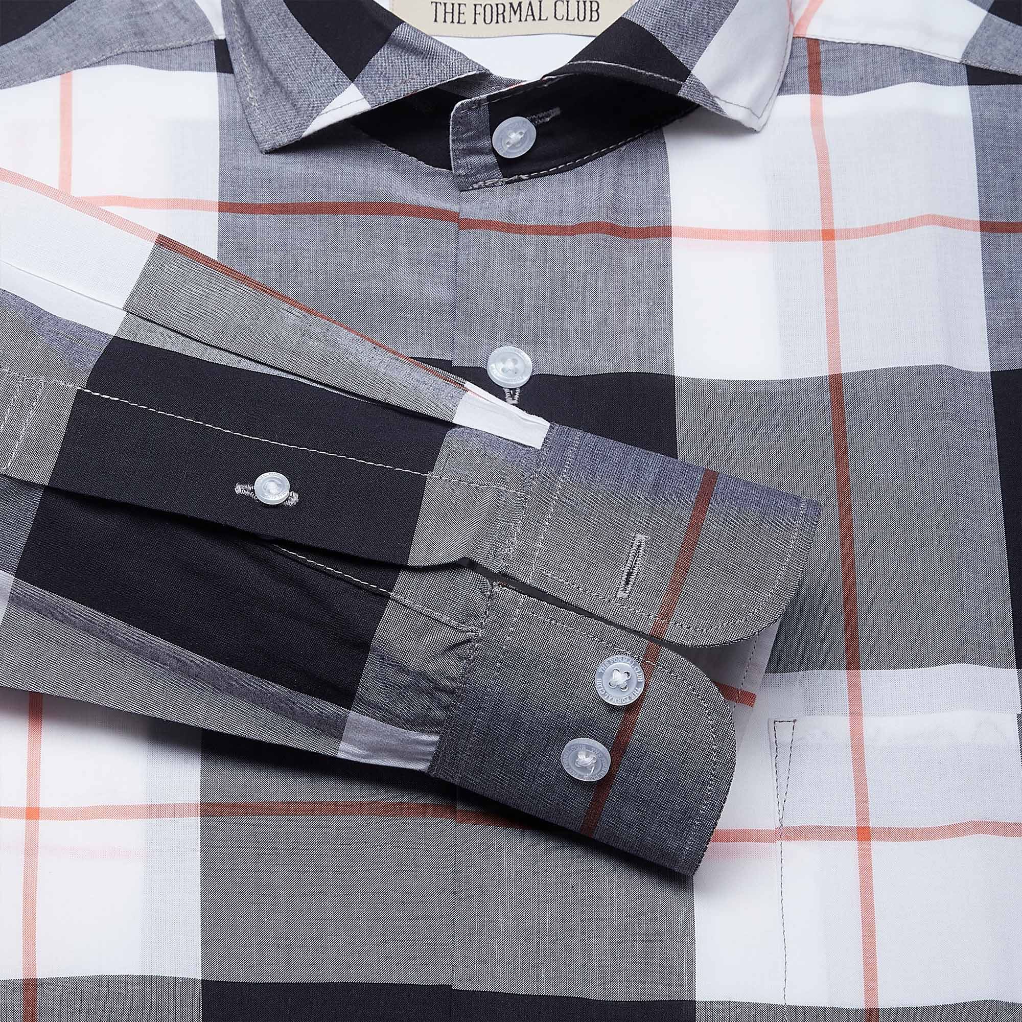 Maverick Cotton Check Shirt In White & Black Maverick Cotton Check Shirt In White & Black - The Formal Club