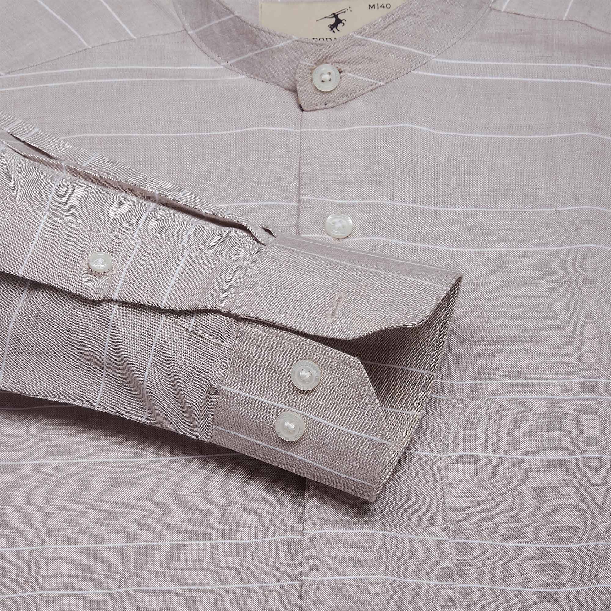 Skyline Stripes Mandarin Shirt In Grey The Formal Club Skyline Shirt For Men By TFC