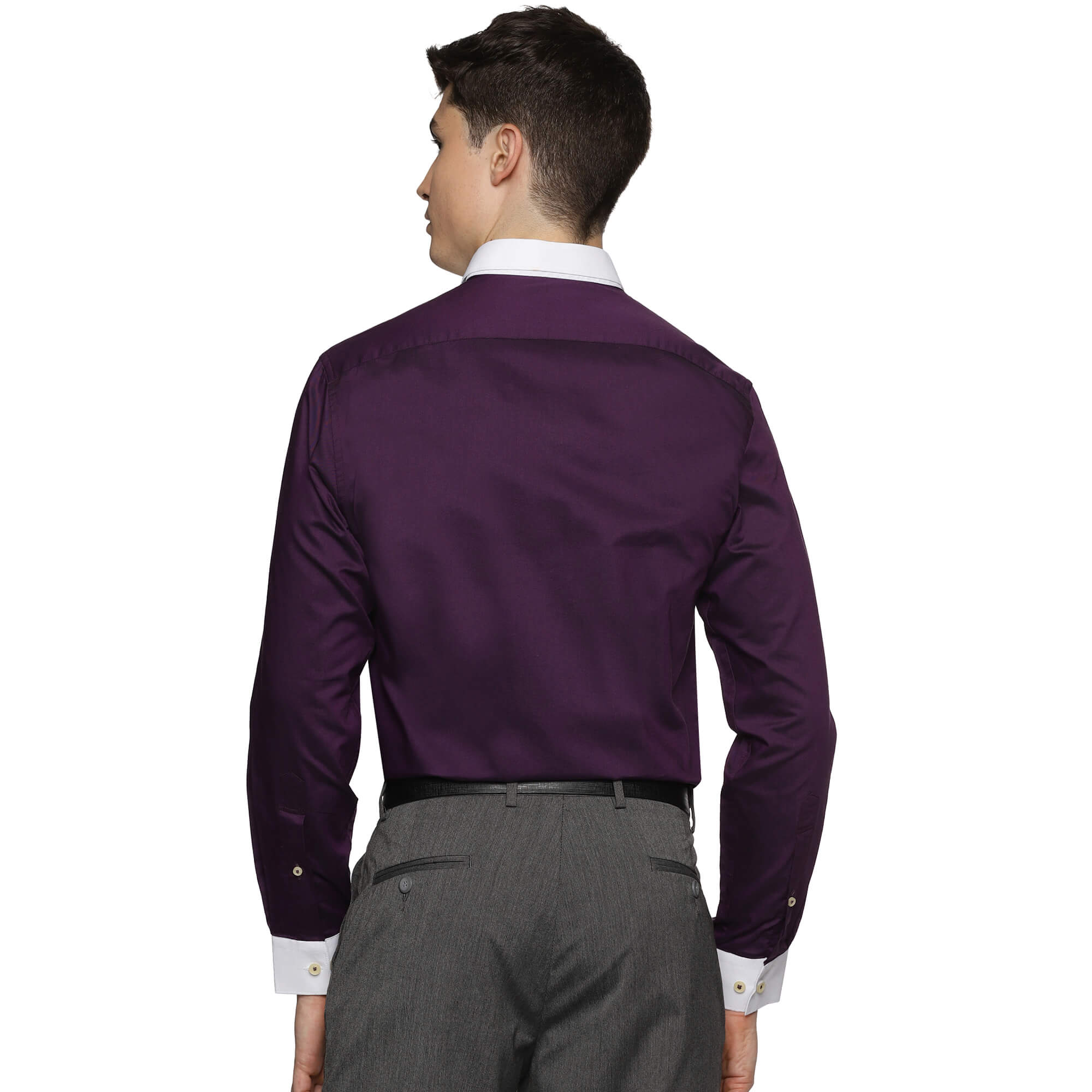 White Collar Full Sleeves Solid Shirt In Purple Full Sleeves Purple Dress Shirt By TFC