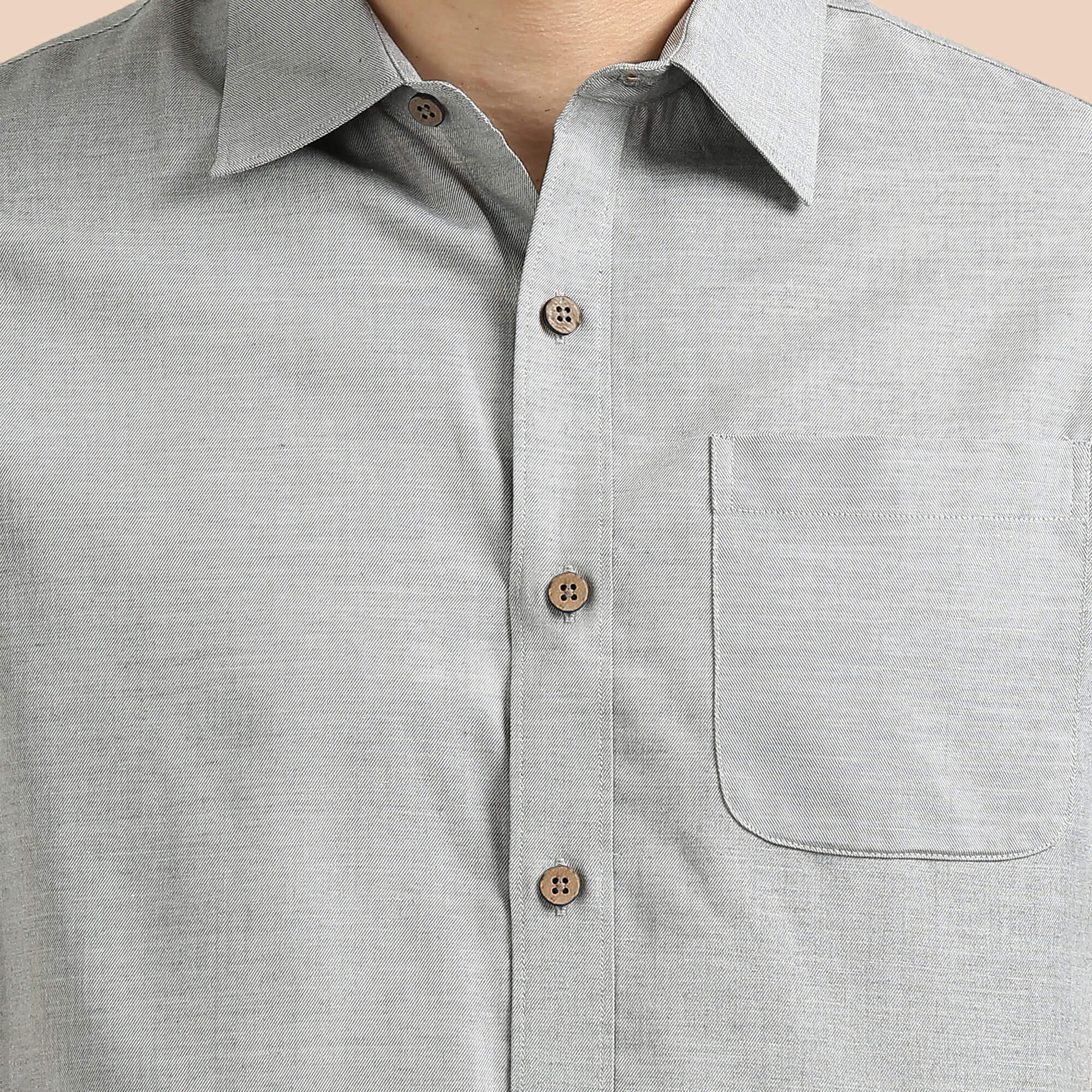 Woods Lyocell Half Sleeves Shirt In Charcoal Melange Sustainable Lyocell Shirt Styling with Chinos by TFC
