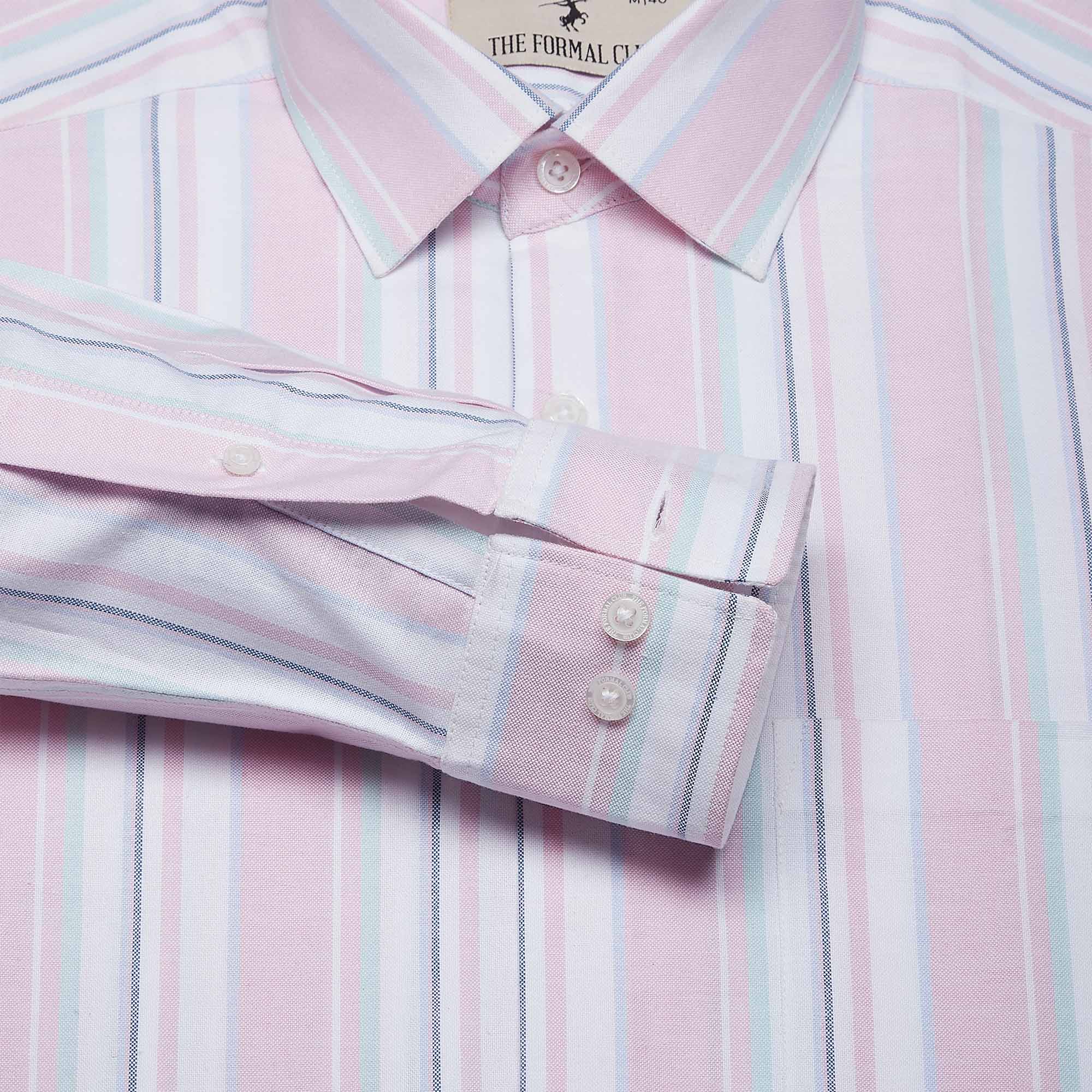 Regal White Stripe Shirt In Pink - The Formal Club