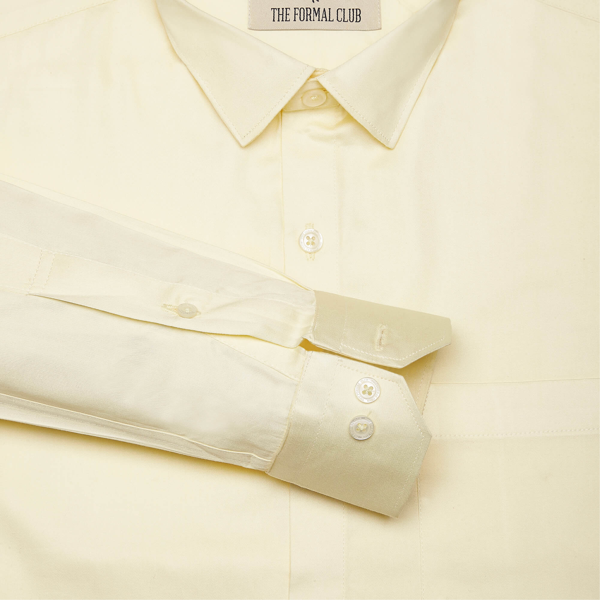 Swiss Finish Giza Cotton Shirt In Light Lemon Swiss Finish Giza Cotton Shirt In Light Lemon - The Formal Club