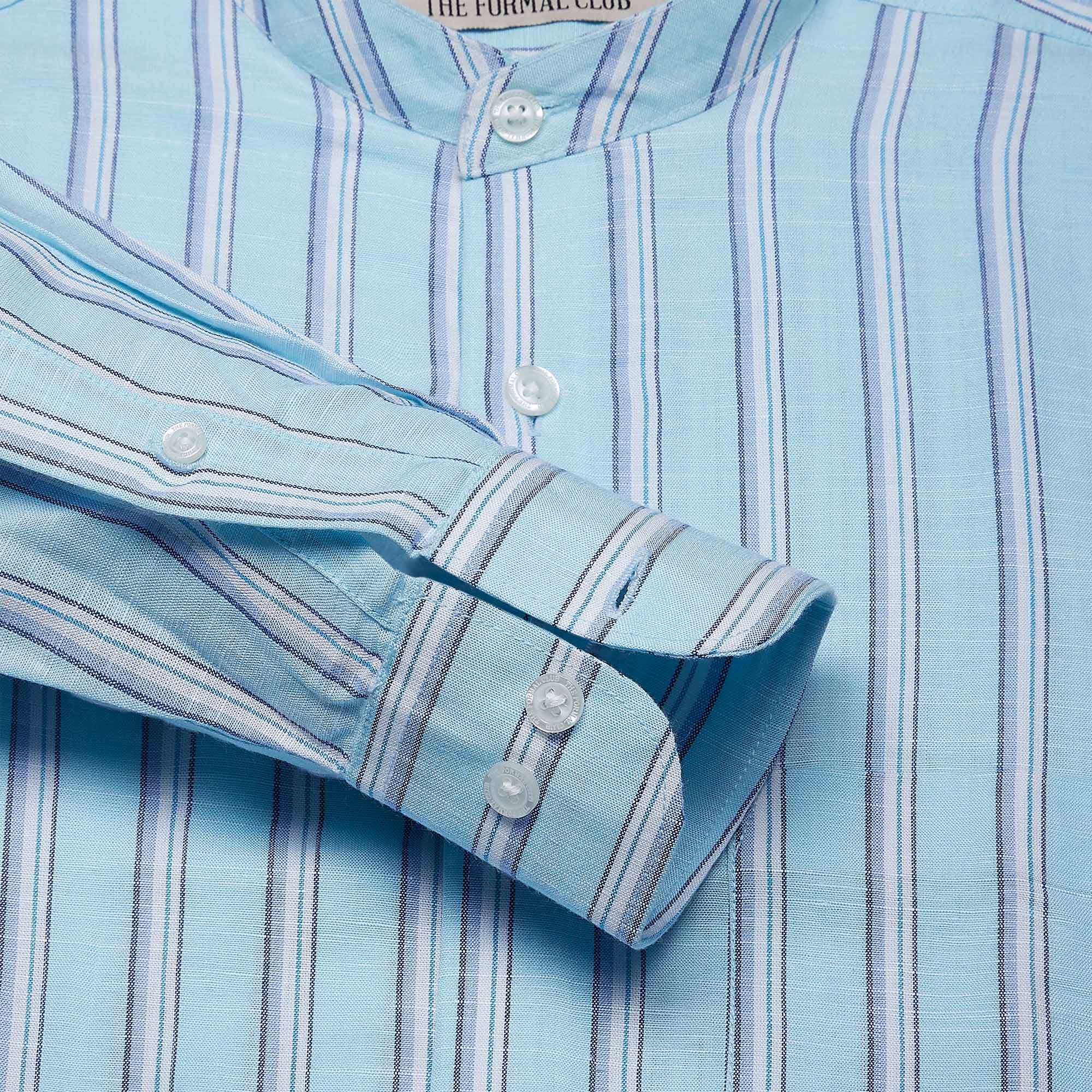 Luna Linen Stripes Shirt In Sky Blue Luna Lenin Stripes Shirt In Sky Blue - The Formal Club