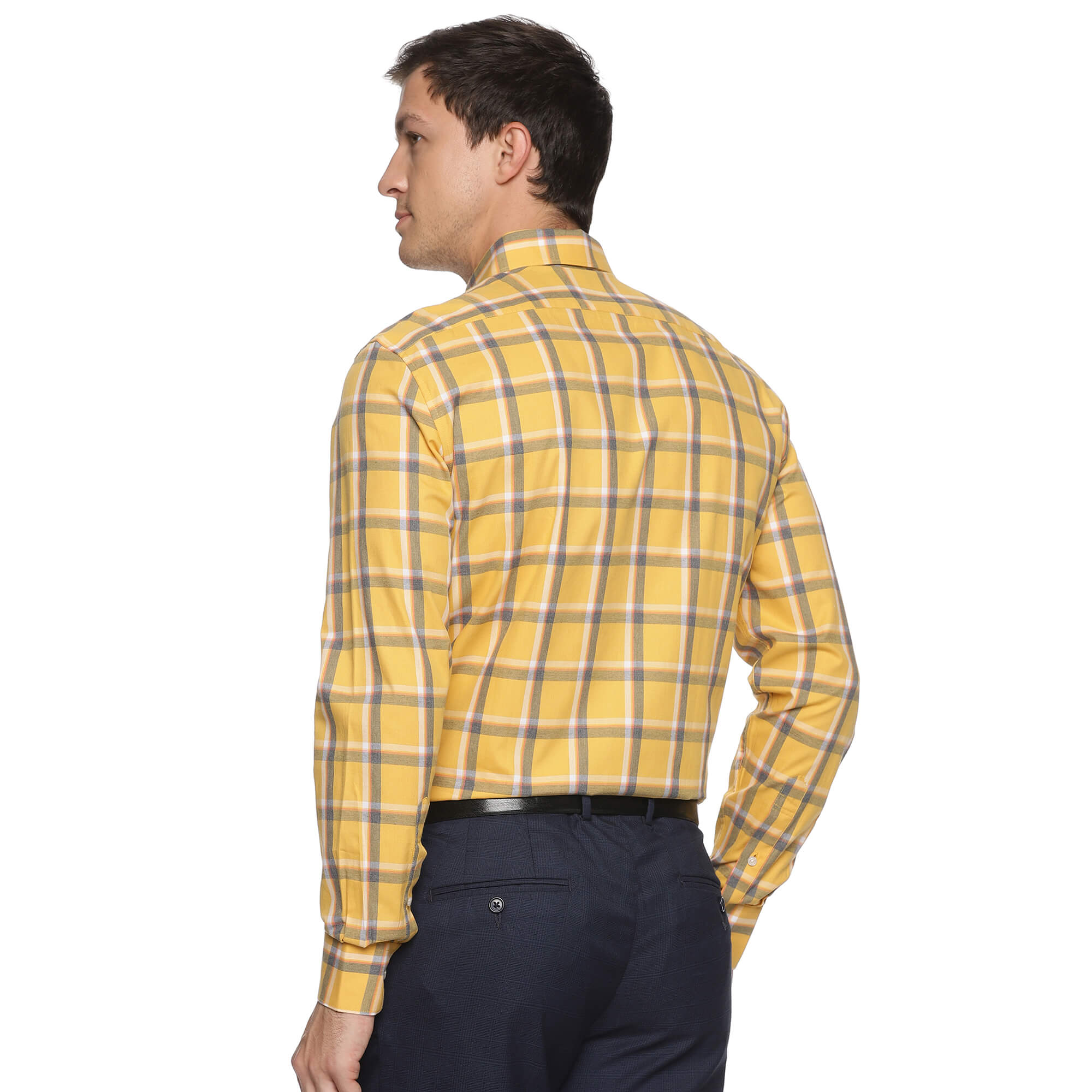 Maverick Cotton Check Shirt In Yellow Yellow shirt full sleeve shirts for men By TFC