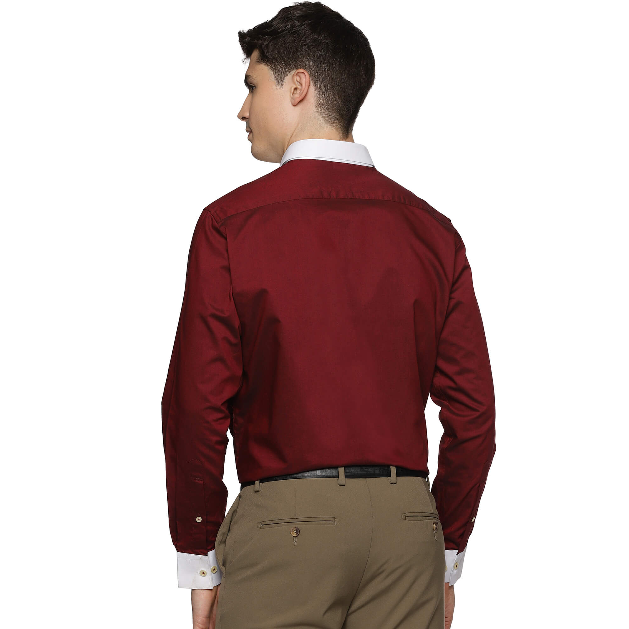 White Collar Full Sleeves Solid Shirt In Wine Premium Wine Shirt For Men By TFC