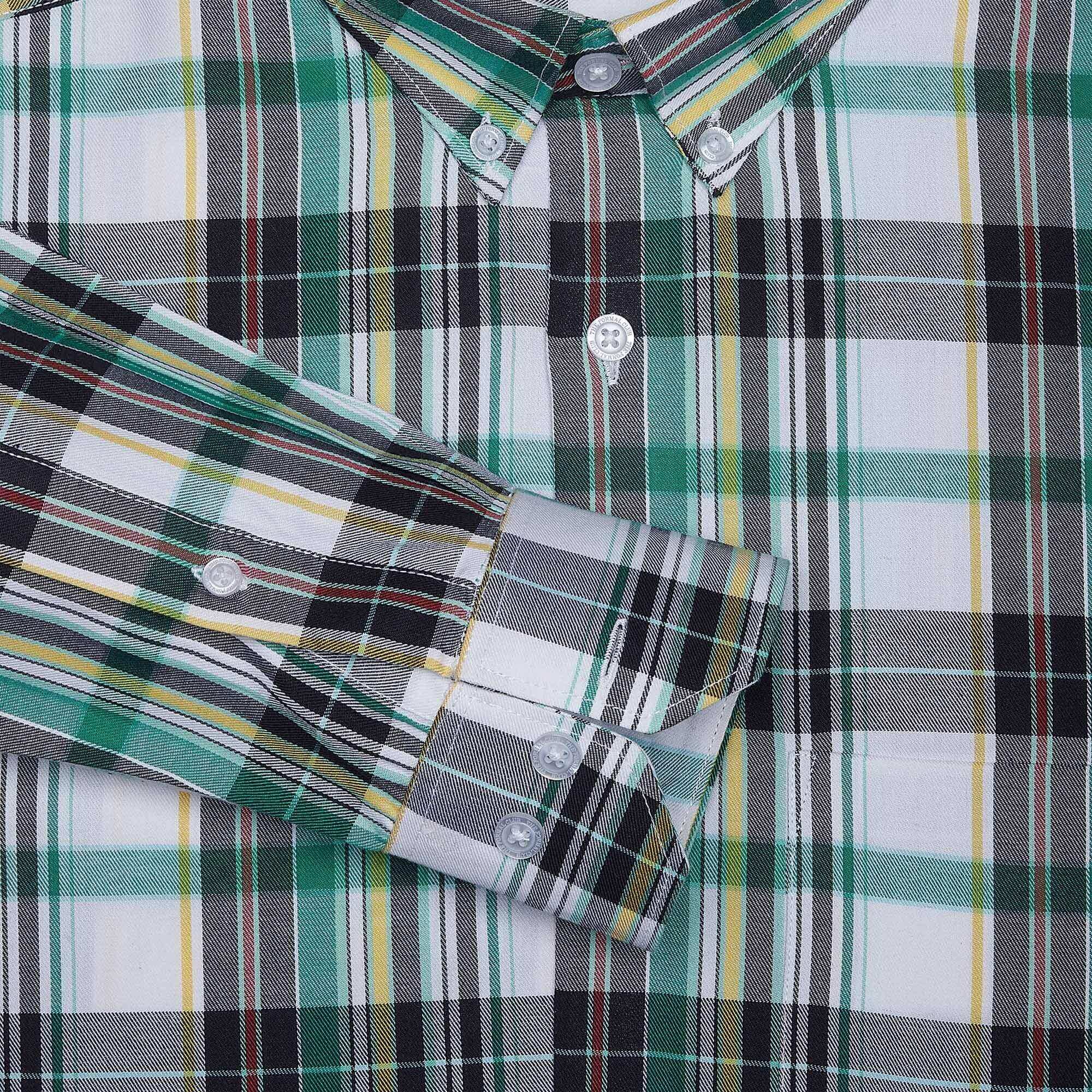 Maverick Cotton Check Shirt In Green & White Maverick Cotton Check Shirt In Green & White
