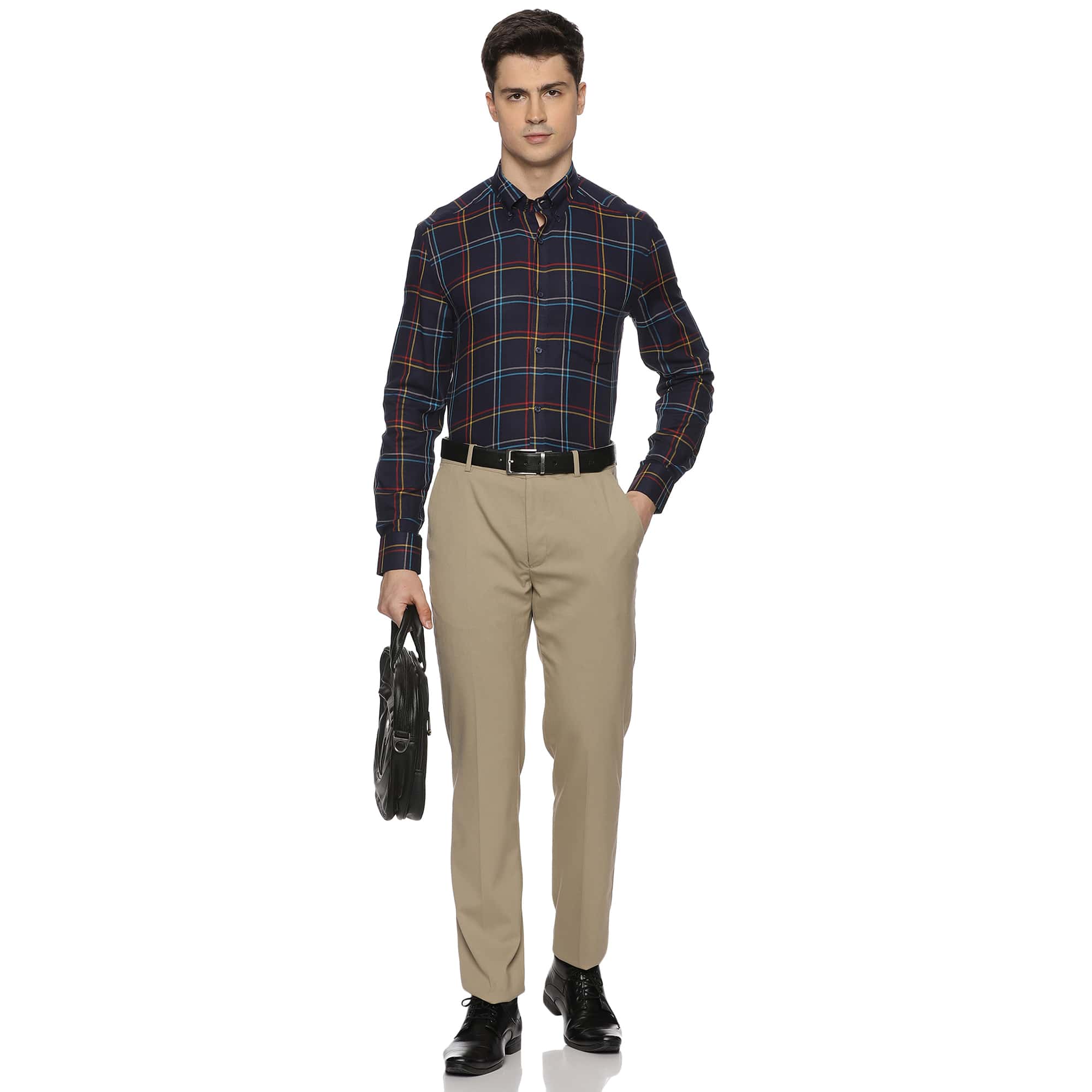 Maverick Cotton Check Shirt In Navy Blue Maverick Cotton Check Shirt In Navy Blue - The Formal Club
